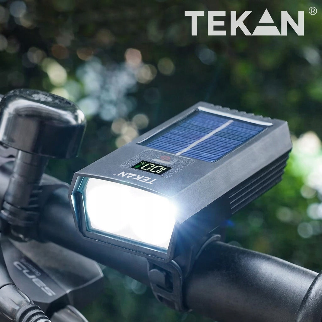 POWERFUL 2x LED FRONT SOLAR BIKE LIGHT FOR USB-C BATTERY 3 MODES Manufacturer code LAMPKA ROWEROWA SOLARNA PRZEDNIA LED USB-C