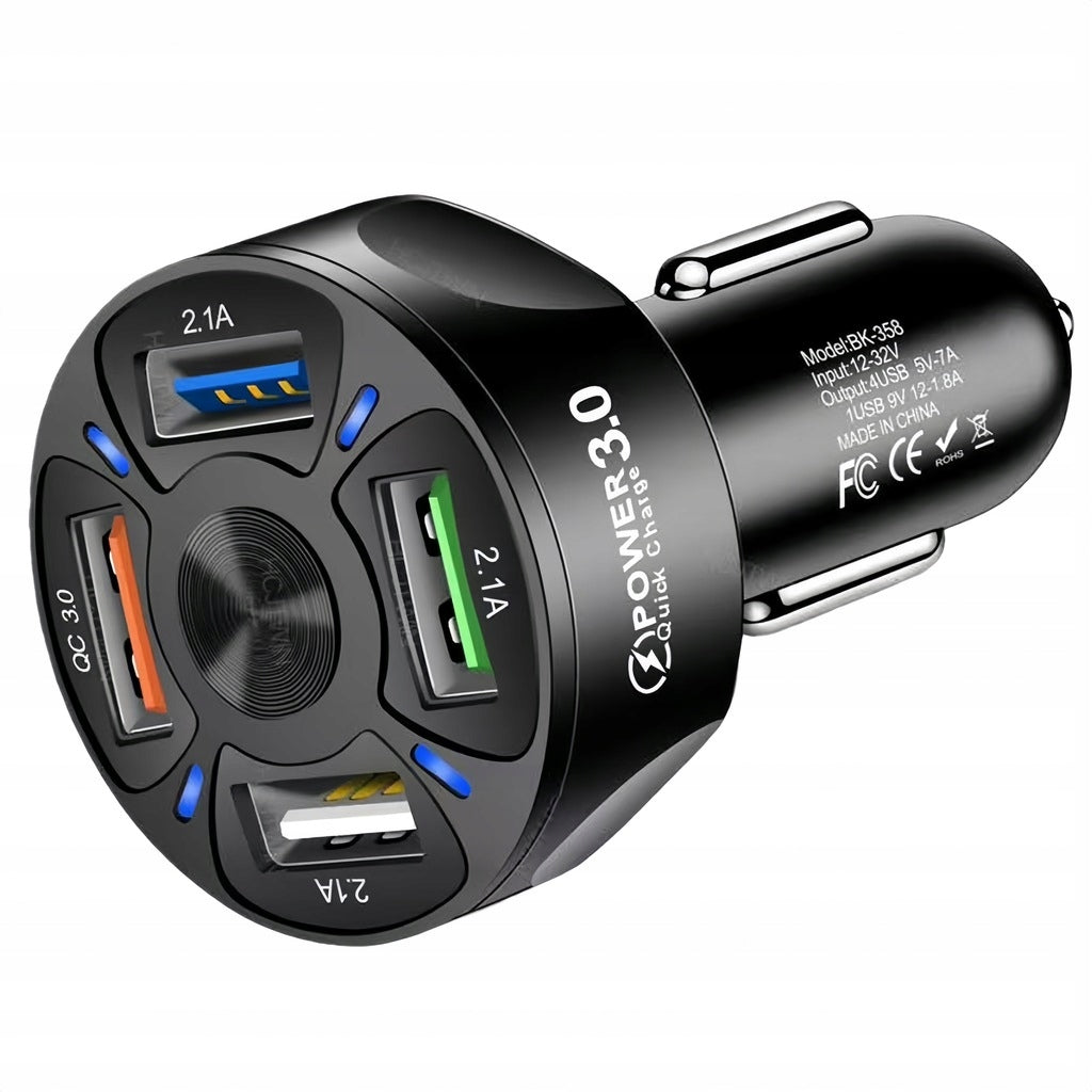 POWERFUL 4x USB PD QC 3.0 FAST CAR CHARGER FOR PHONE + CABLE Packaging status original
