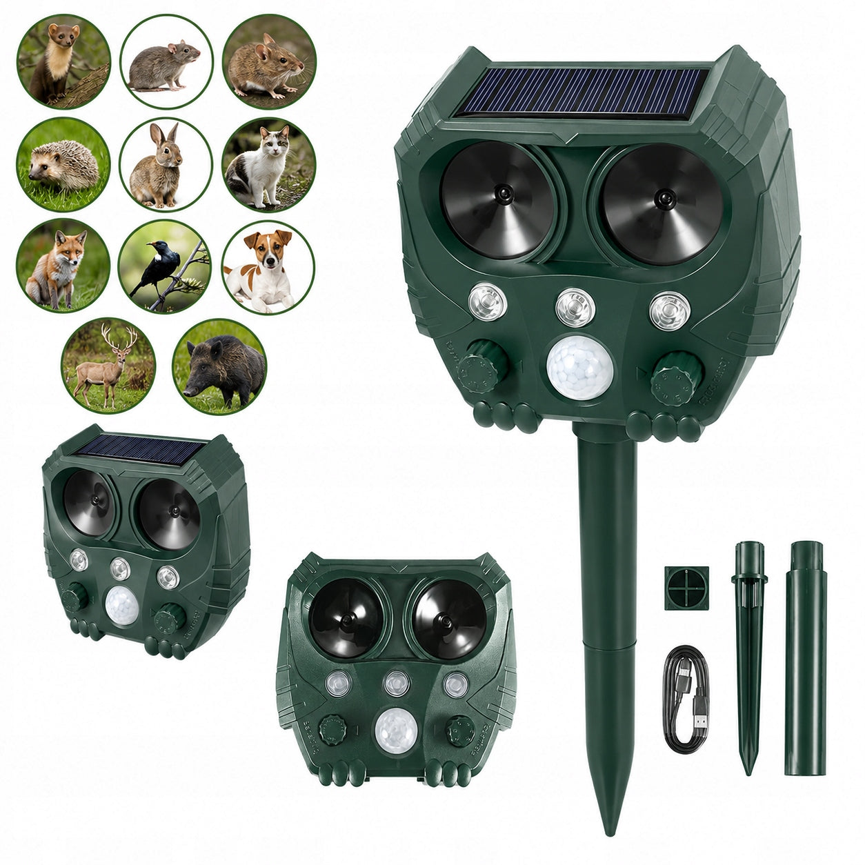 POWERFUL Animal Repellent SOLAR PIR Ultrasonic For Kuna Cats Dogs Manufacturer code 8581704936939