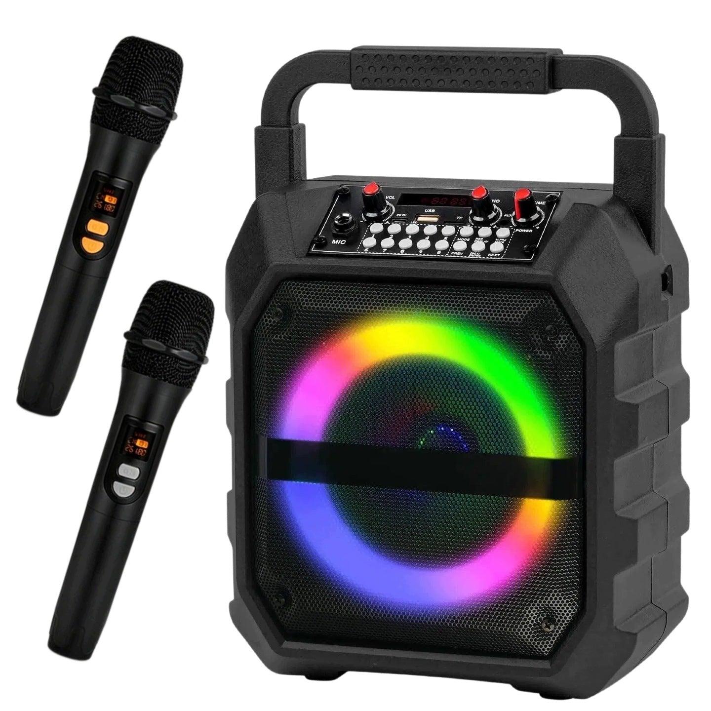 POWERFUL BLUETOOTH KARAOKE SPEAKER PORTABLE SET OF 2 WIRELESS MICROPHONES