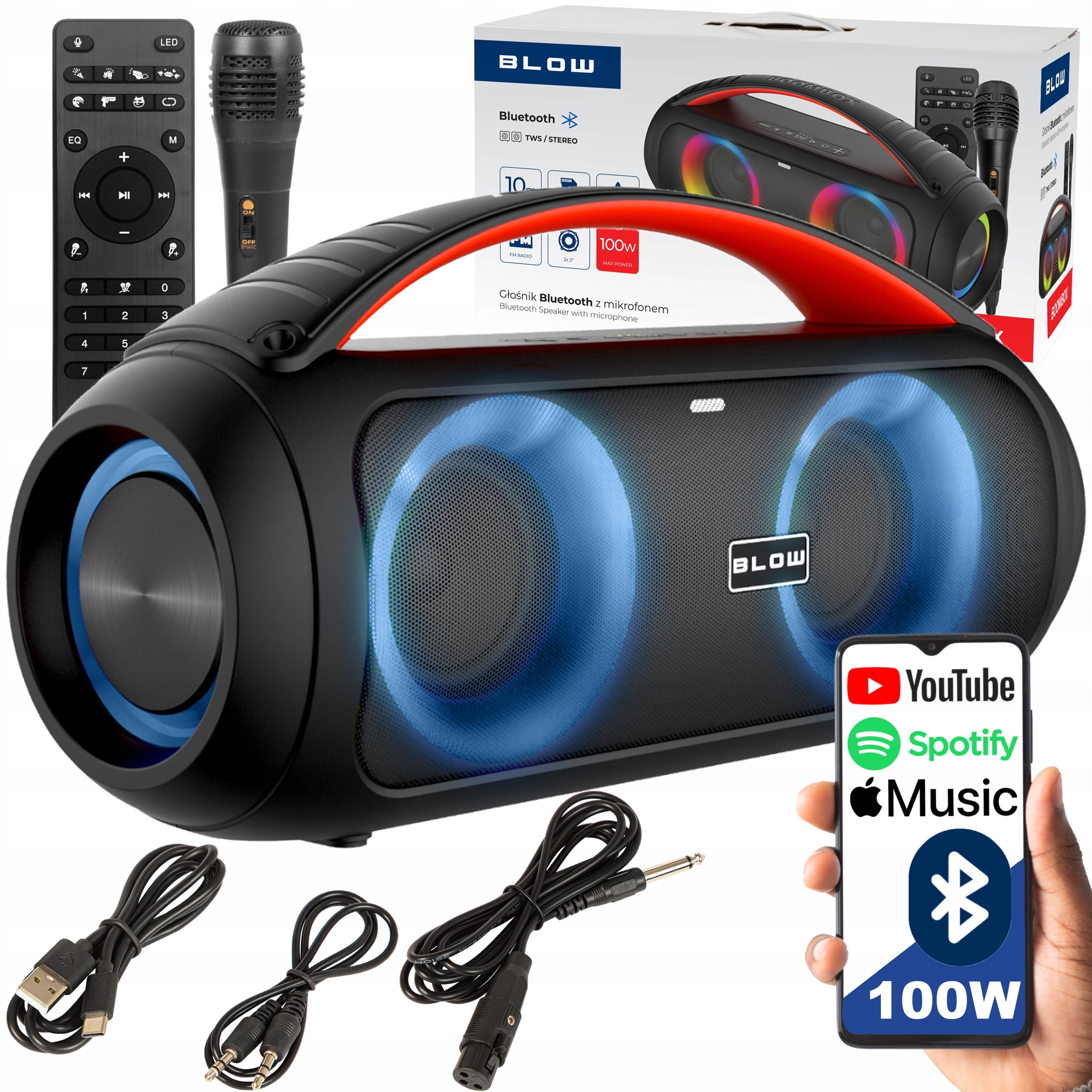 POWERFUL BLUETOOTH SPEAKER PORTABLE BOOMBOX MICROPHONE REMOTE CONTROL USB SD FM KARAOKE