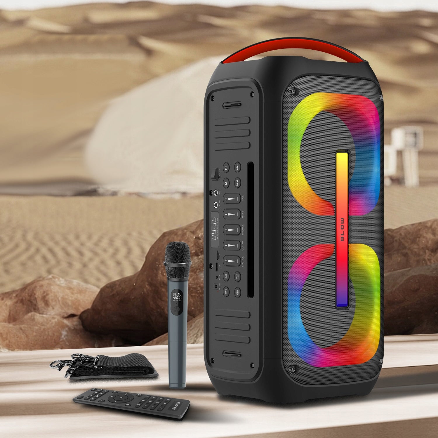 POWERFUL BLUETOOTH SPEAKER PORTABLE MOBILE MICROPHONE REMOTE CONTROL USB SD KARAOKE Packaging status original