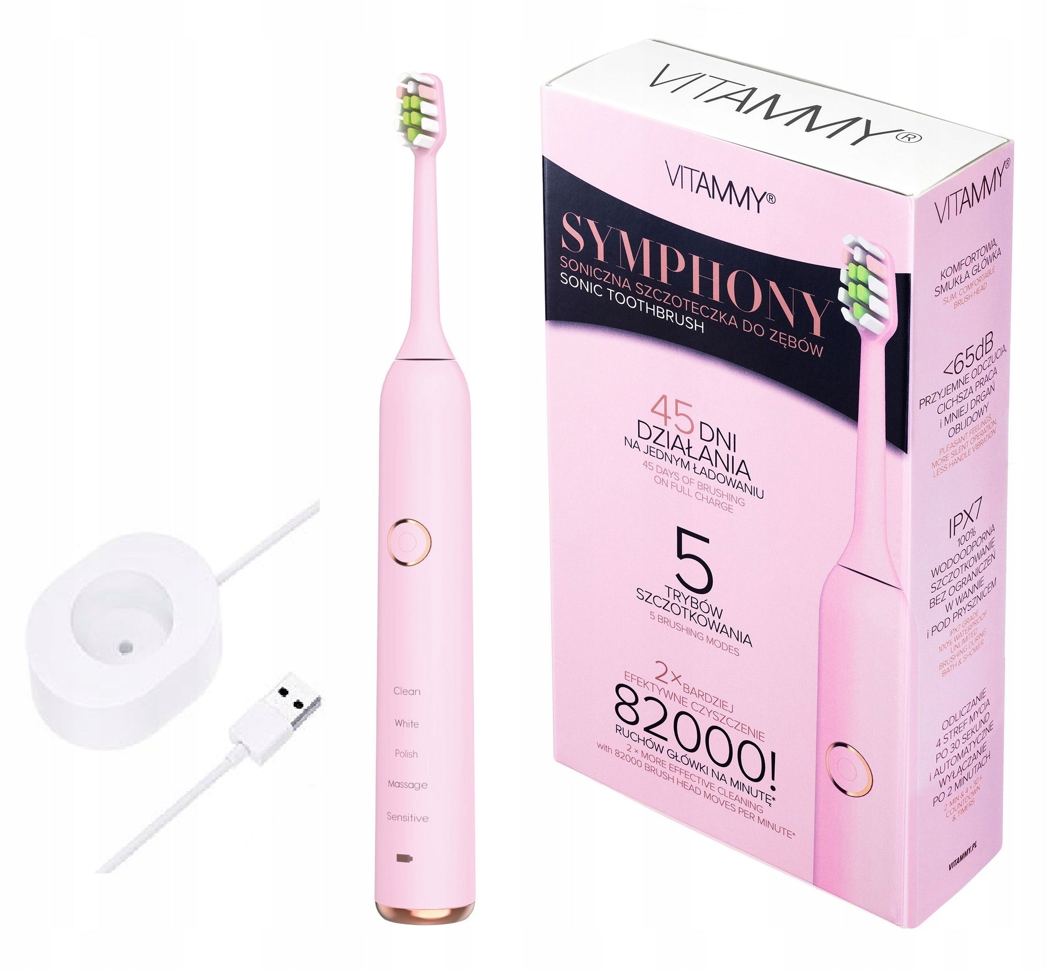 POWERFUL CORDLESS SONIC TOOTHBRUSH 5 MODES 3 TYPES OF ROTATION