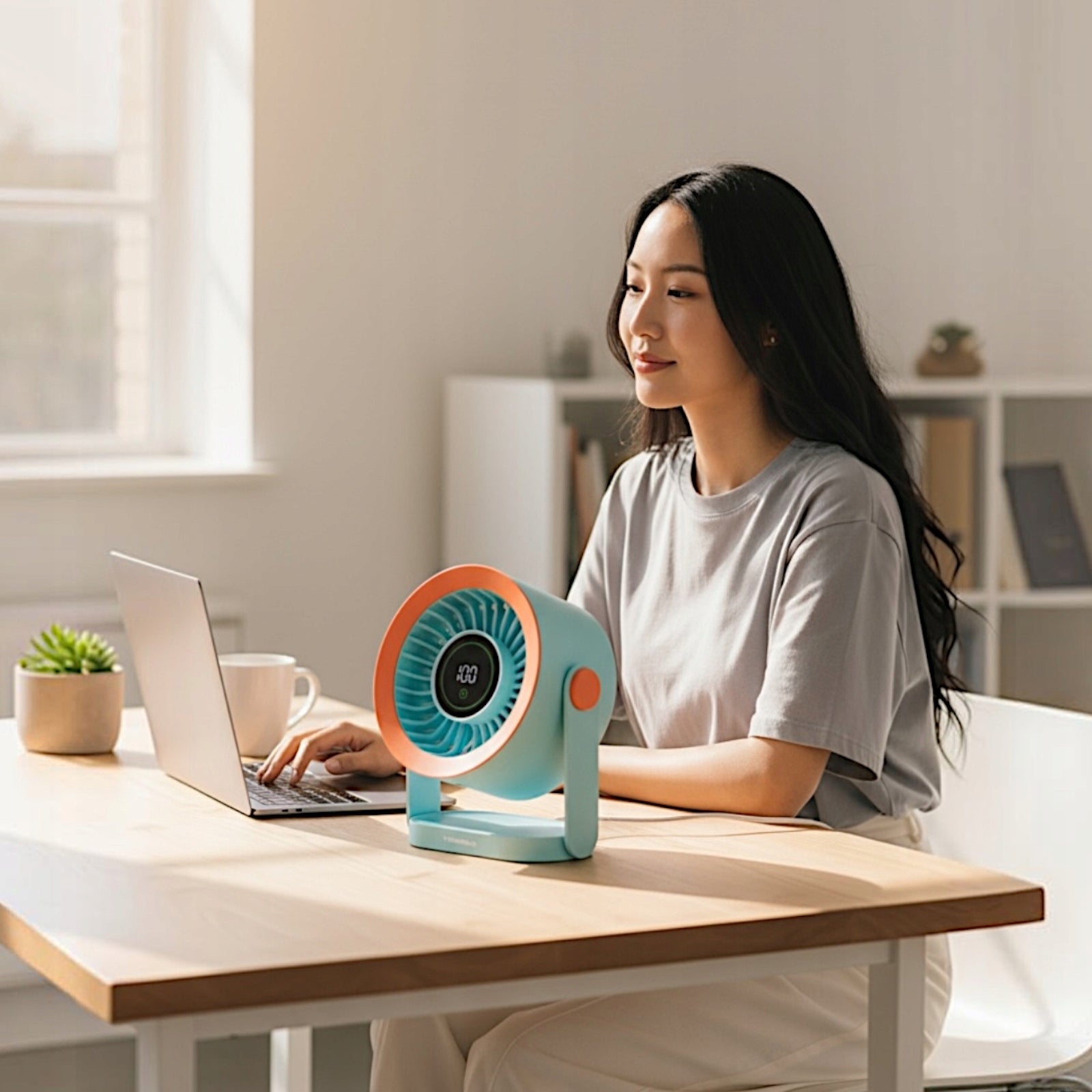 POWERFUL DESK FAN HOME MINI TABLE FAN QUIET LCD BLUE Manufacturer code SKW3421