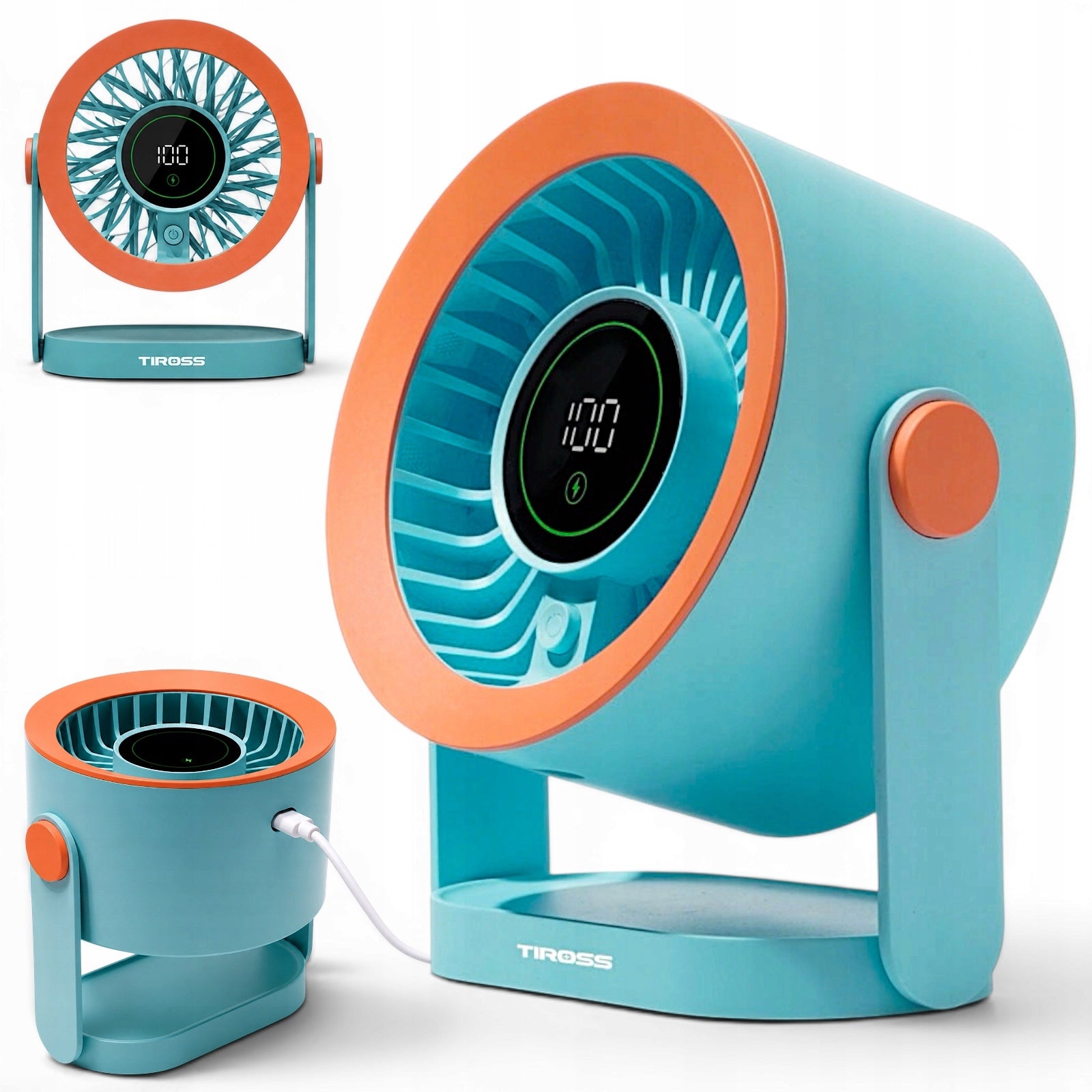 POWERFUL DESK FAN HOME MINI TABLE FAN QUIET LCD BLUE