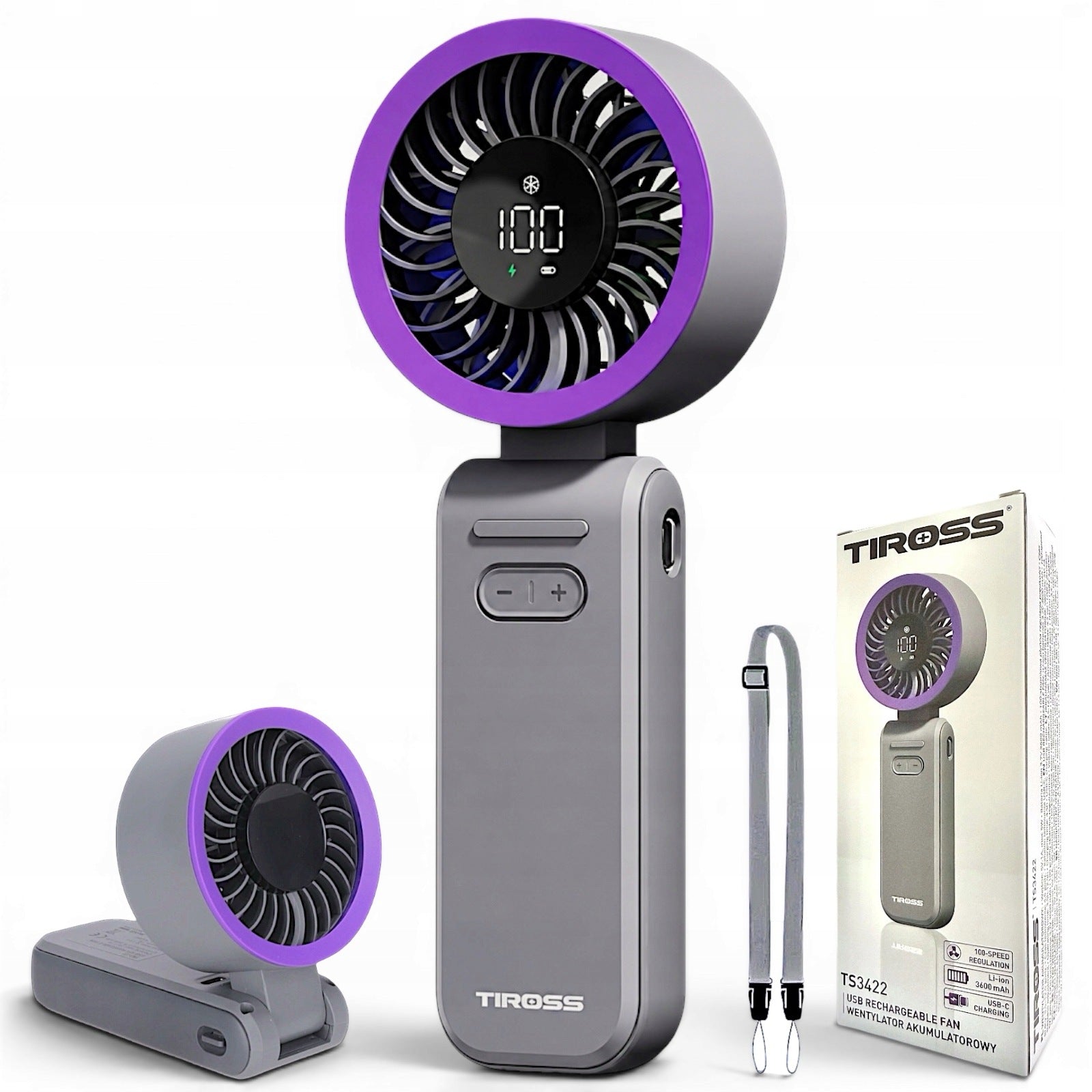 POWERFUL DESK FAN Portable Mini Handheld Windmill Quiet 3600mAh USB