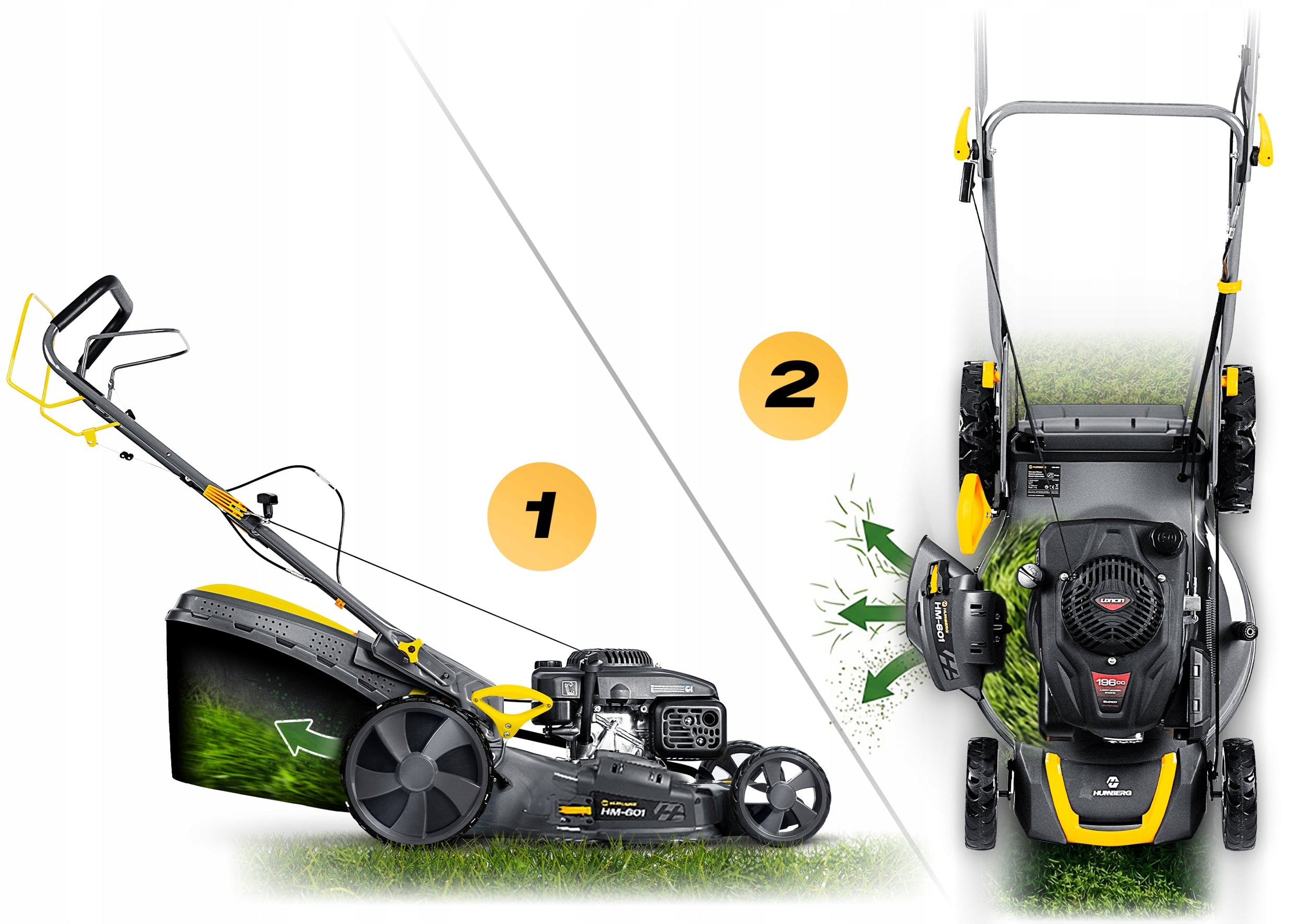 POWERFUL DIESEL MOWER WITH DRIVE 51cm 70l LONCIN 196cc + OIL MODEL 2026 Basket capacity 70 l