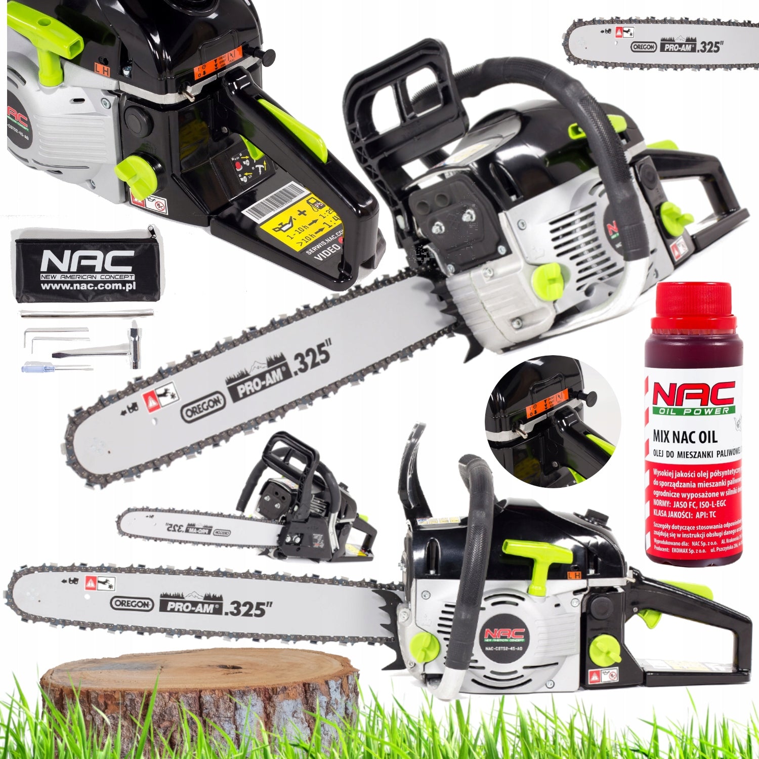 POWERFUL DIESEL SAW 1,9 kW GUIDE 45 cm OREGON SET + OIL FREEBIE