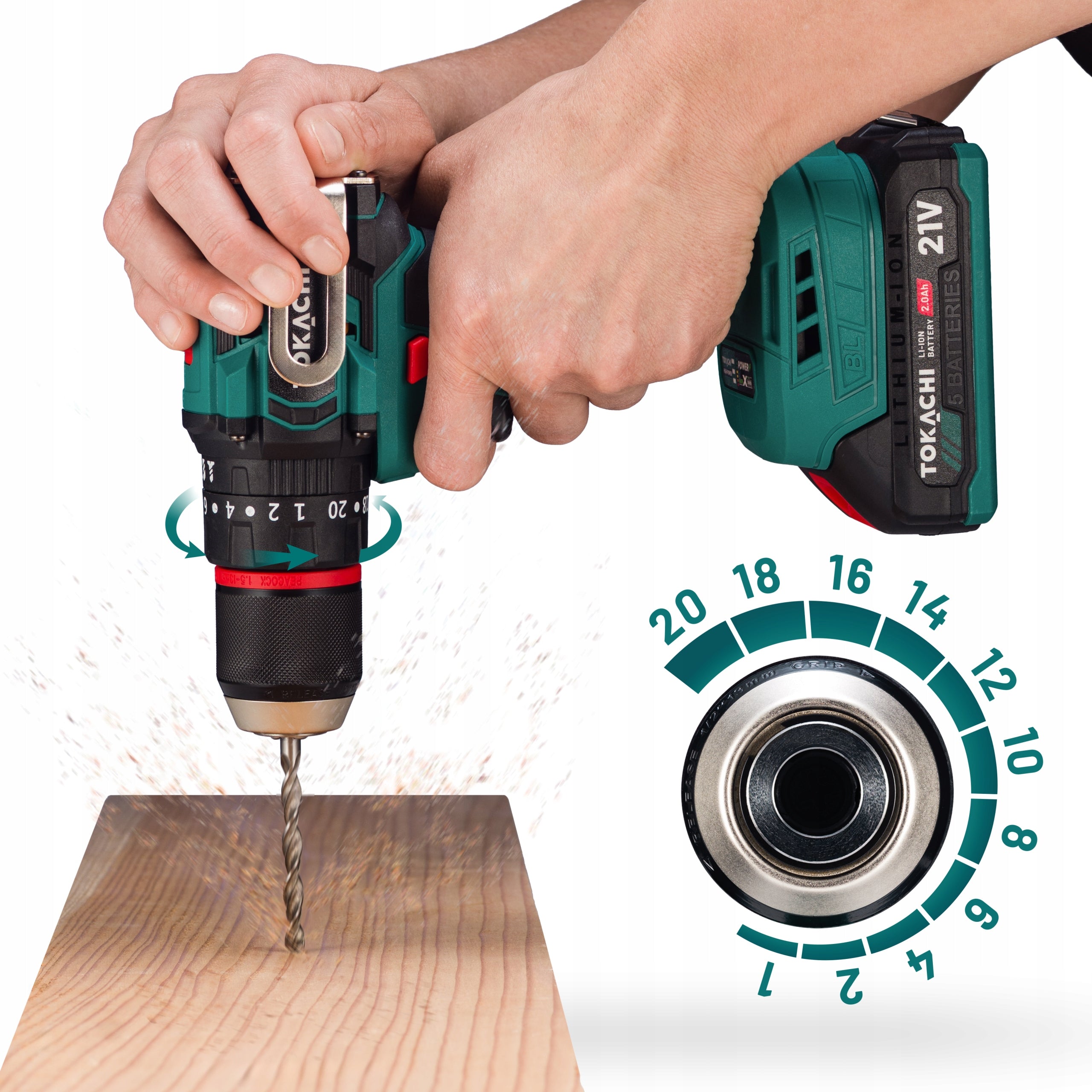 POWERFUL DRILL CORDLESS IMPACT DRIVER BRUSHLESS PRO 2xAKU 21V Voltage (V) 21 V