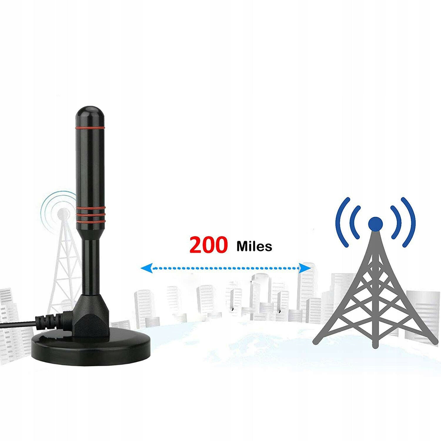 POWERFUL DVB-T2 TERRESTRIAL ANTENNA ROOM HD TV 4K LTE MAGNET AMPLIFIER New Model RRR951