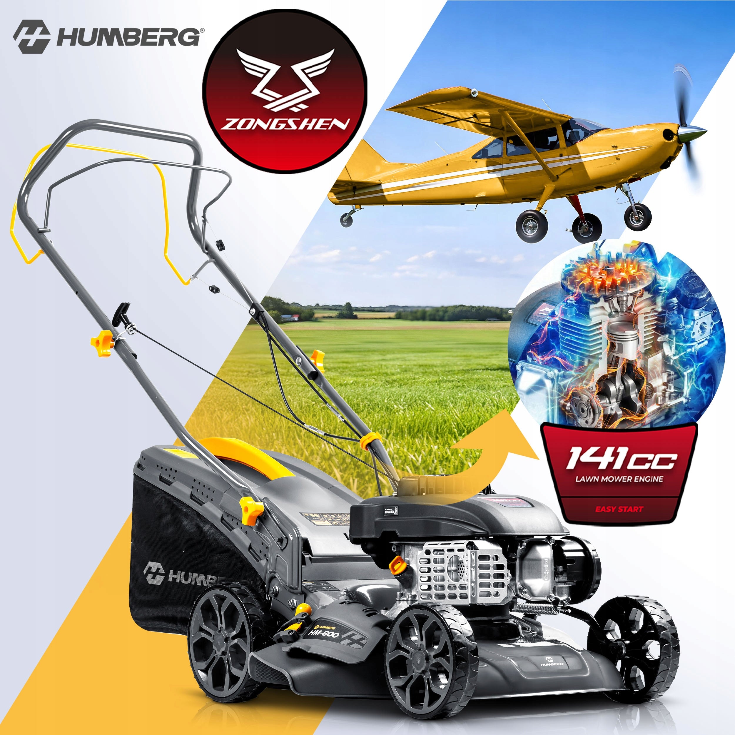 POWERFUL ECONOMICAL DIESEL MOWER WITH DRIVE 40cm 141cc + OILS + BLADE Basket capacity 45 l