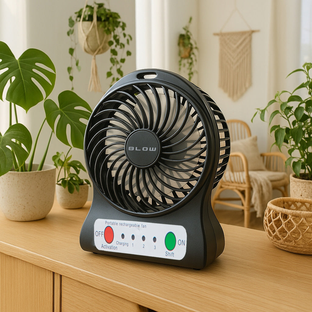 POWERFUL FAN MINI USB DESK STANDING FAN WITH RECHARGEABLE BATTERY Model Wiatraczek mix kolorów akumulator usb