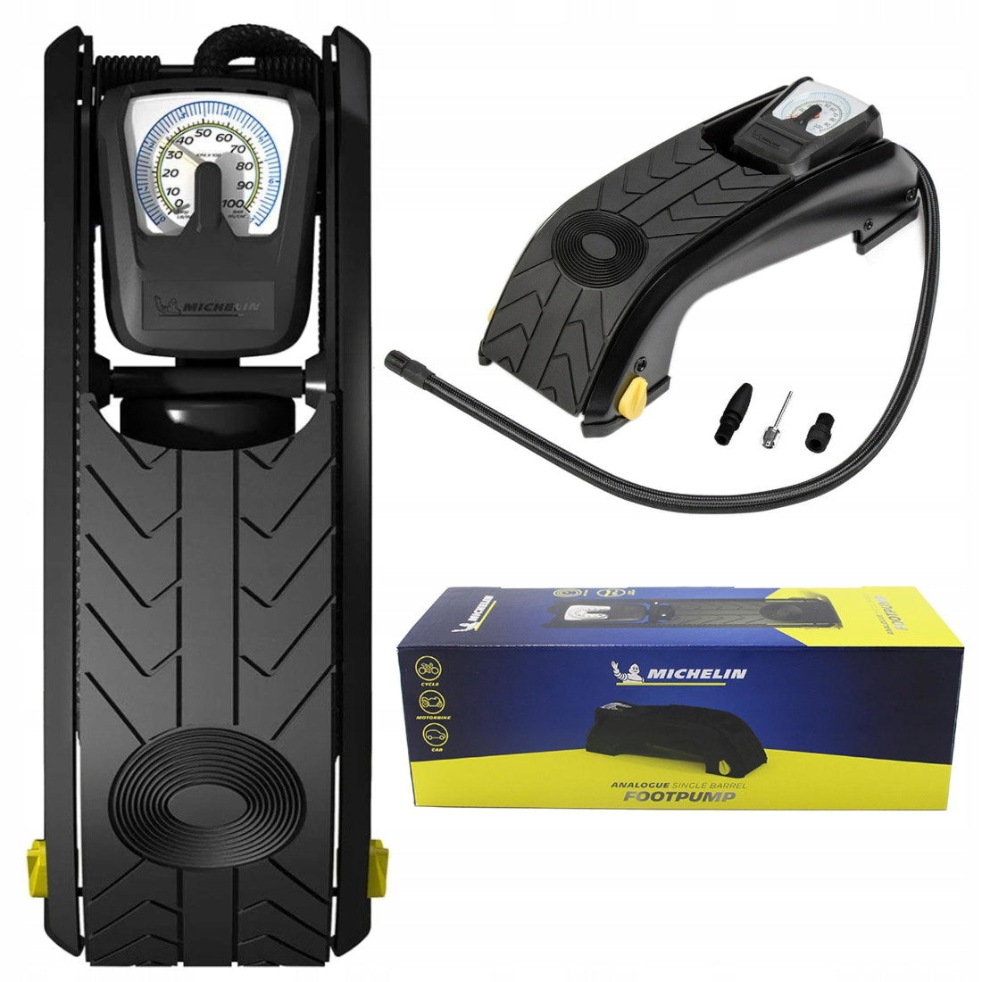 POWERFUL FOOT PUMP MICHELIN AUTO BIKE TOYS MATTRESSES WITH PRESSURE GAUGE 7 BAR Packaging status original