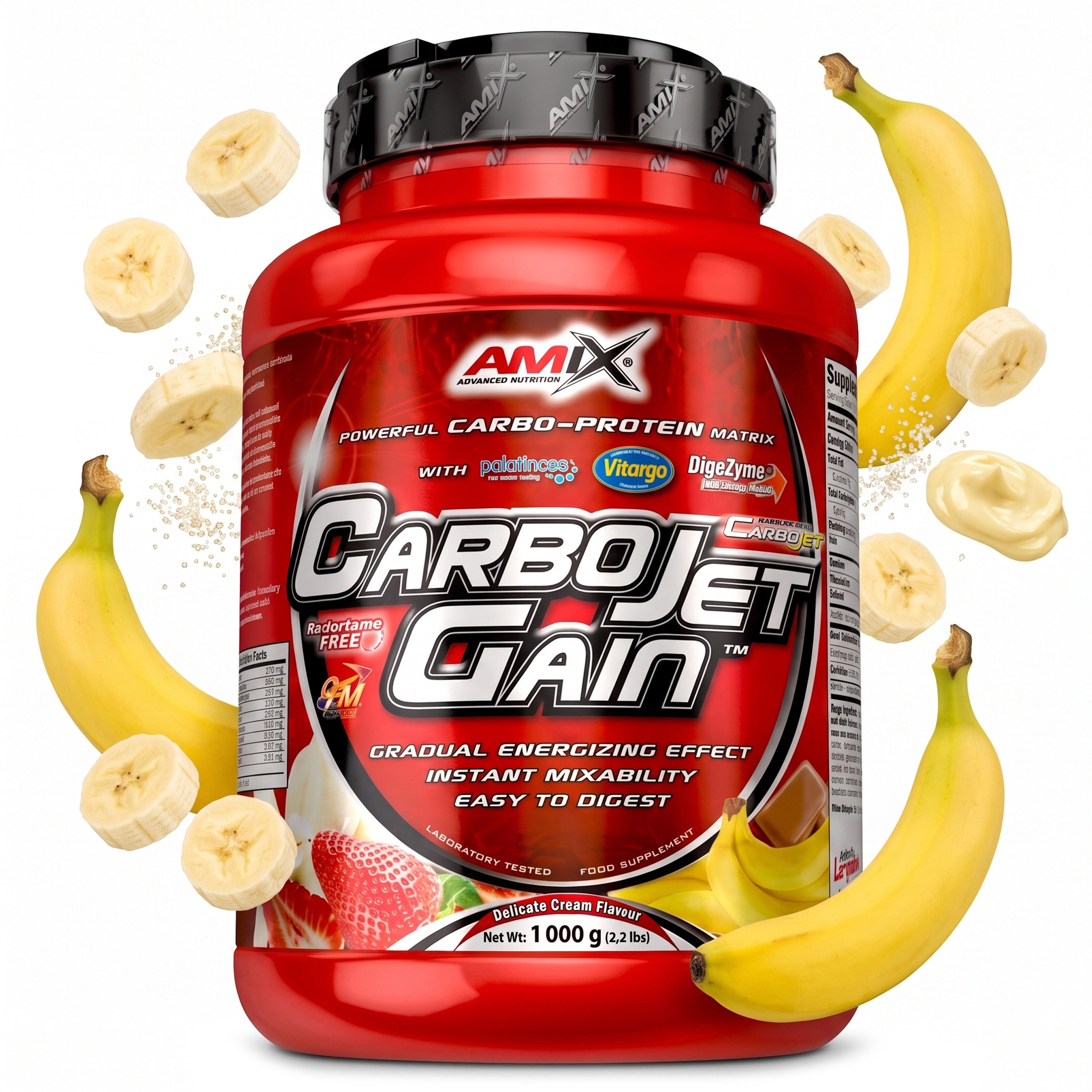 POWERFUL GAINER Conditioner for mass 1kg banana, effective and fast mass building
