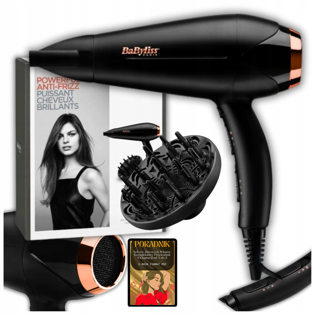 POWERFUL HAIR DRYER BABYLISS CONCENTRATOR DIFFUSER WITH IONIZATION +FREEBIE