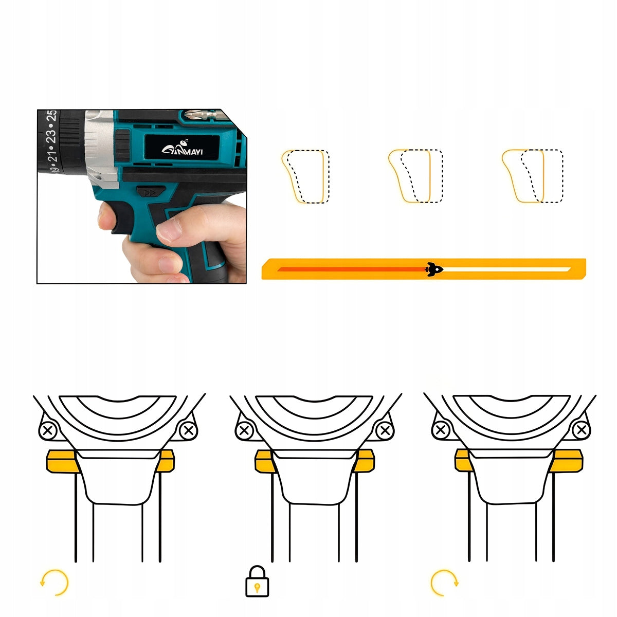 POWERFUL HAMMER CORDLESS DRILL 21V 2X AKU CASE SET Battery capacity 1.3 Ah