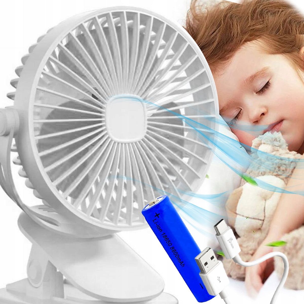 POWERFUL HOME DESK FAN WITH USB CLIP 3 LEVELS QUIET Brand SATIS