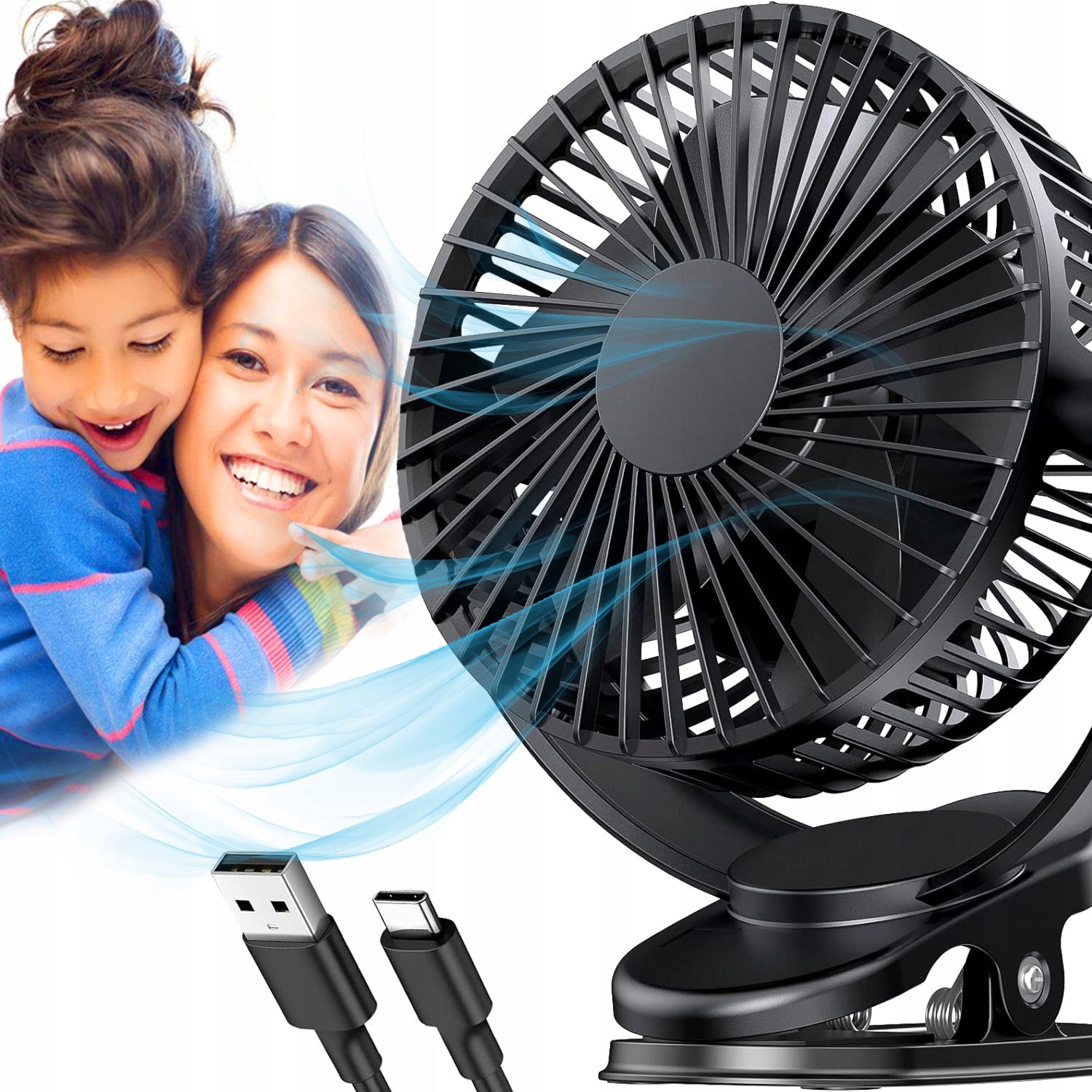 POWERFUL HOME DESK FAN WITH USB CLIP 3 LEVELS QUIET Manufacturer code EB907