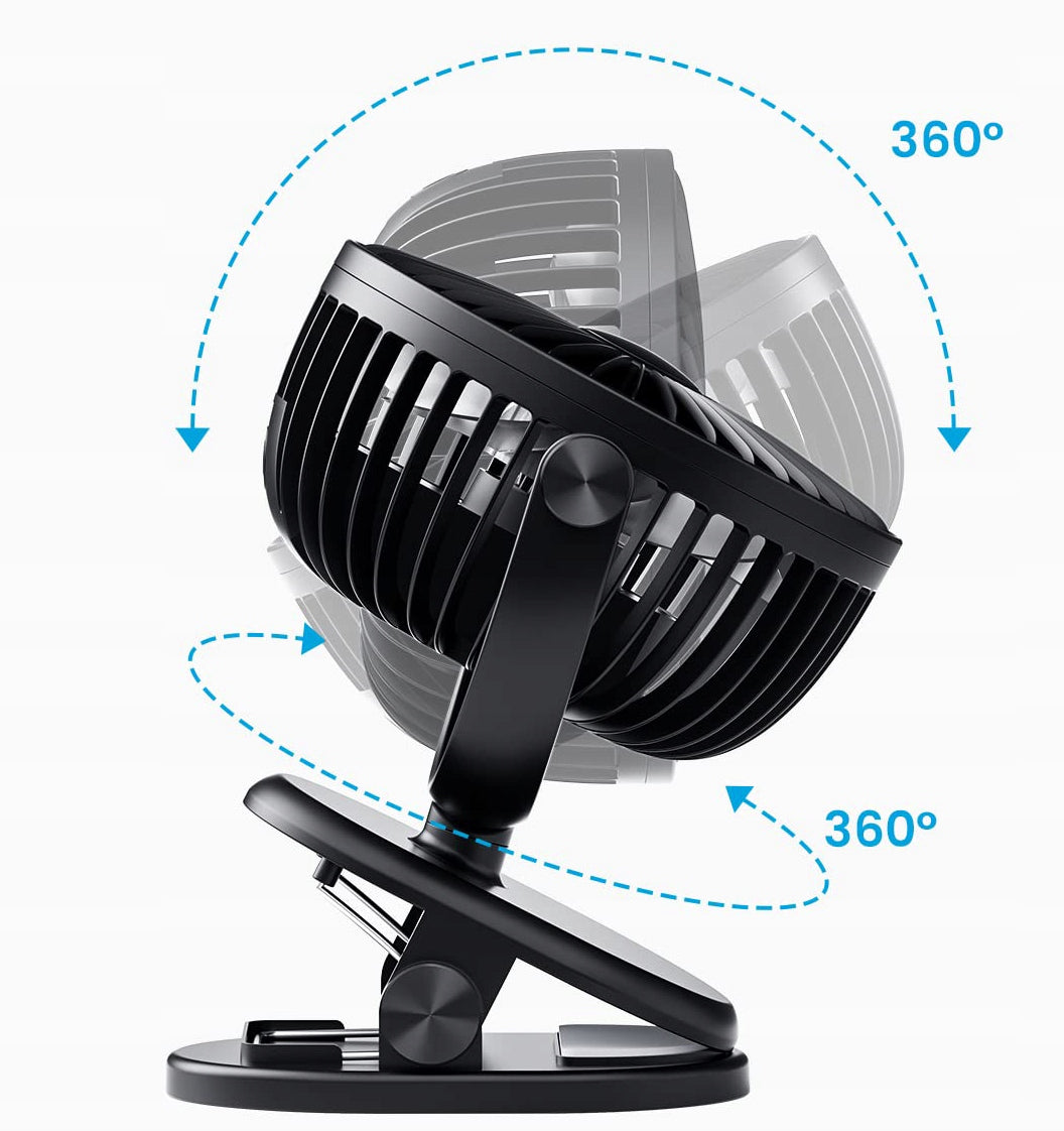 POWERFUL HOME DESK FAN WITH USB CLIP 3 LEVELS QUIET Model EB907