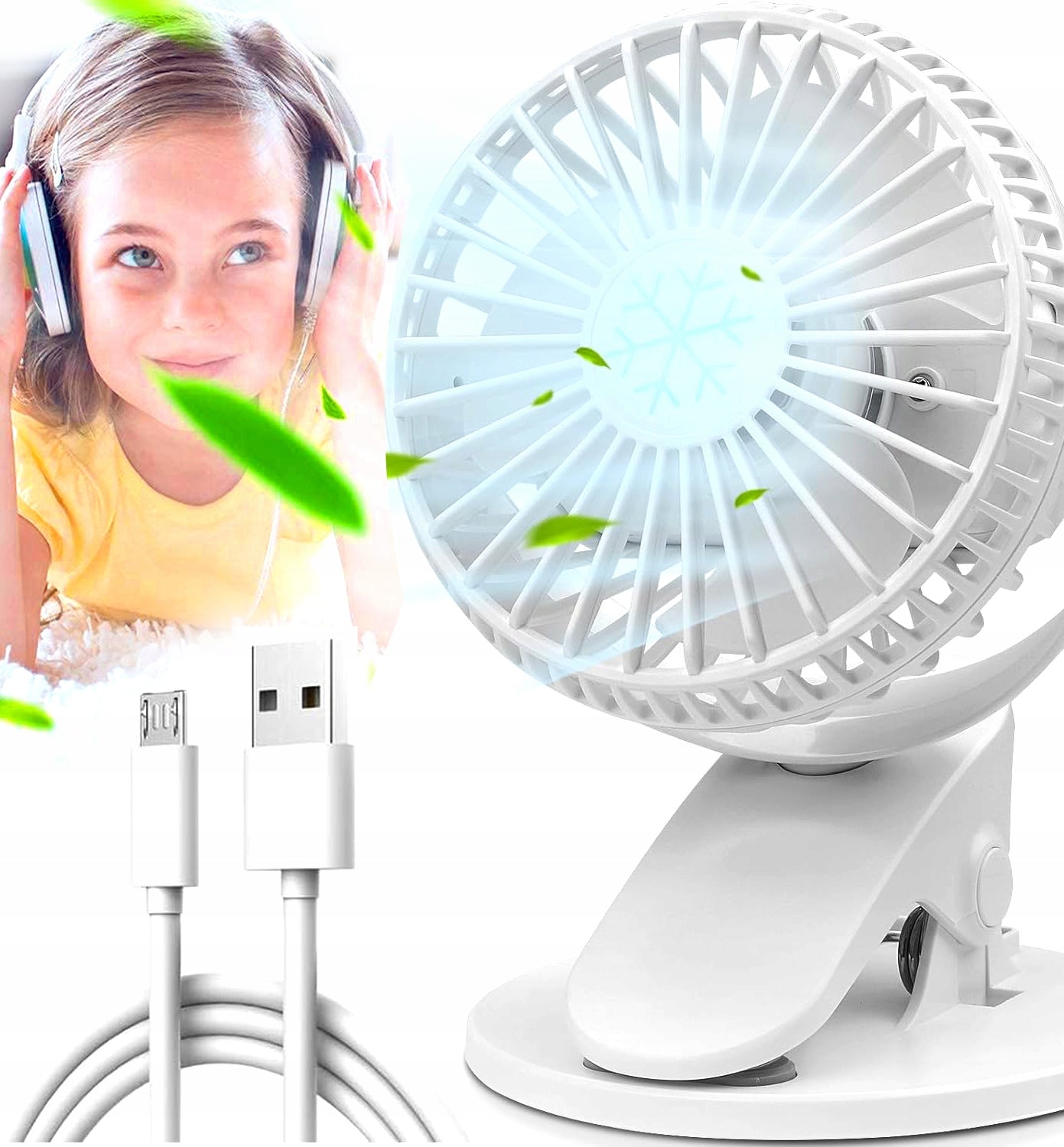 POWERFUL HOME DESK FAN WITH USB CLIP 3 LEVELS QUIET Packaging status original
