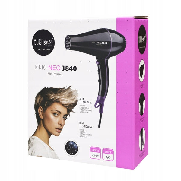 POWERFUL Hairdresser Dryer BLACK Neo 3840 Ionic IONIZATION Packaging status original
