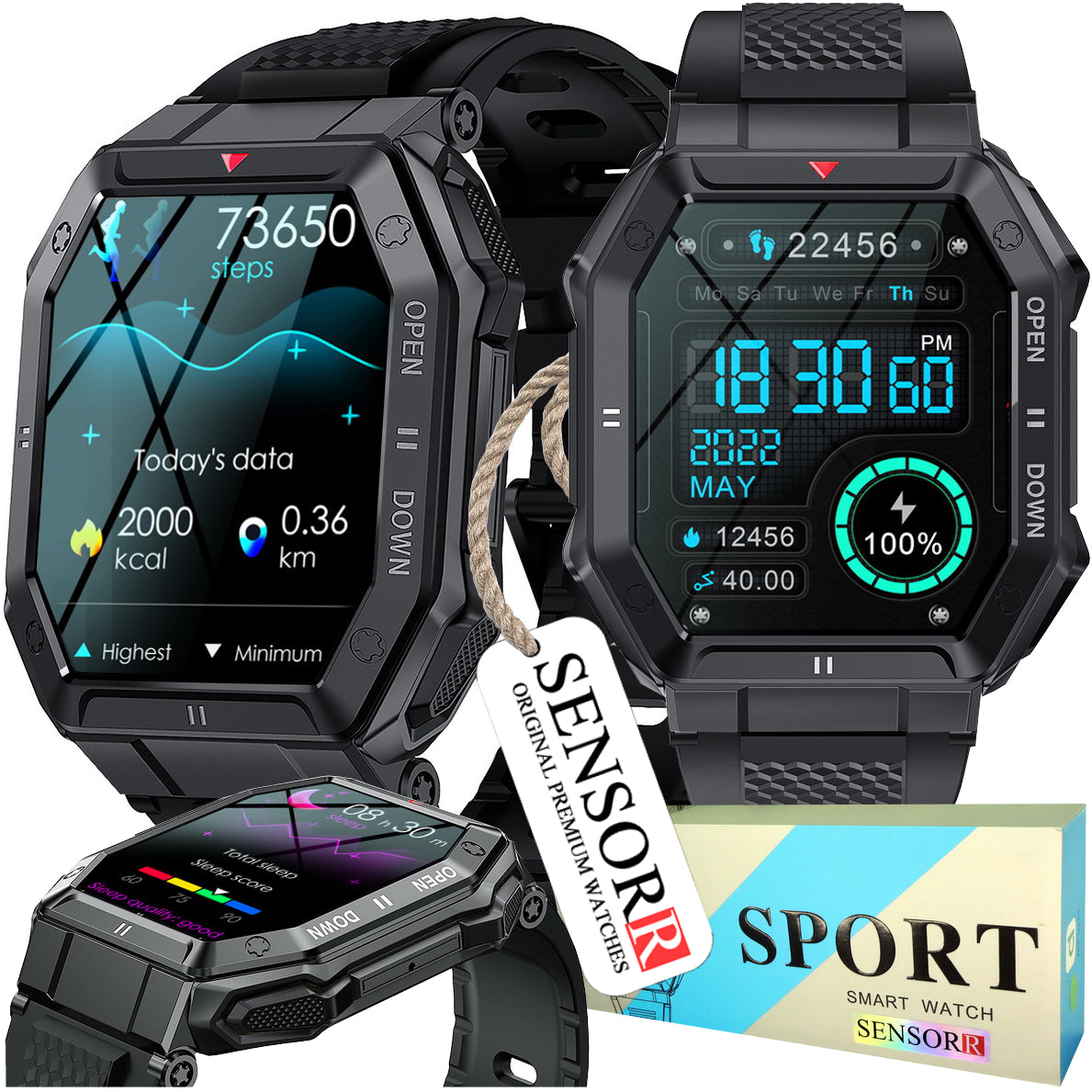 POWERFUL MILITARY MEN'S WATCH SMARTWATCH CALLS SMS POLISH MENU ORIGINAL