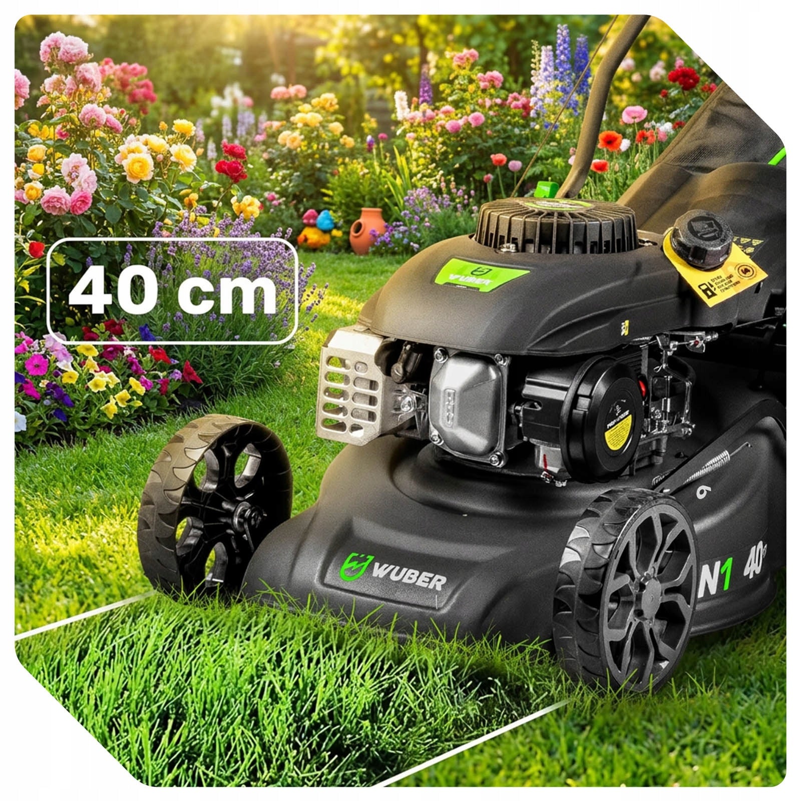 POWERFUL PETROL MOWER 3KM DRIVE ENGINE OHV+OIL 45L HEIGHT ADJUSTMENT 2IN1 Model 45108WBR