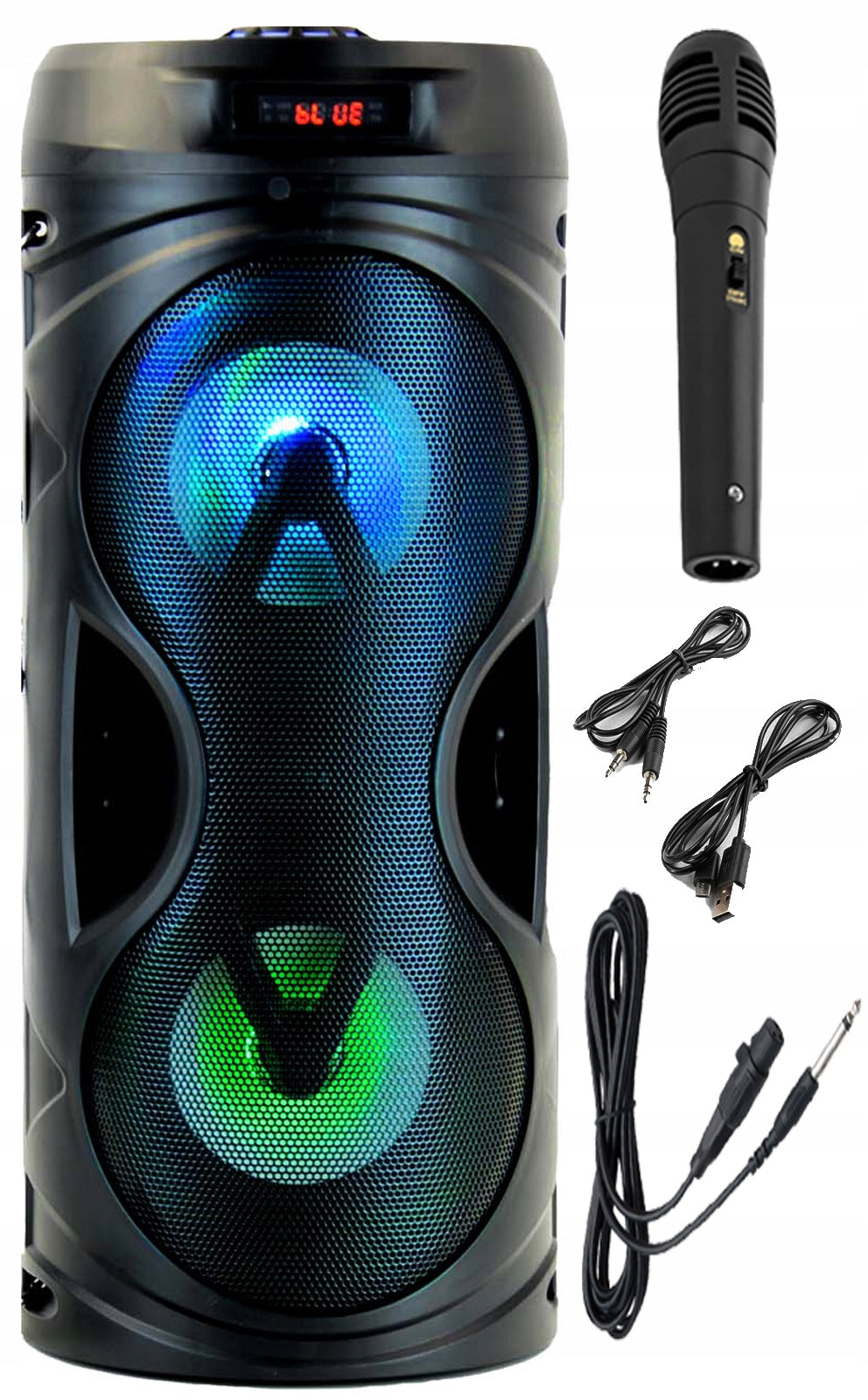 POWERFUL PORTABLE COLUMN 400W LED BLUETOOTH USB RADIO BATTERY