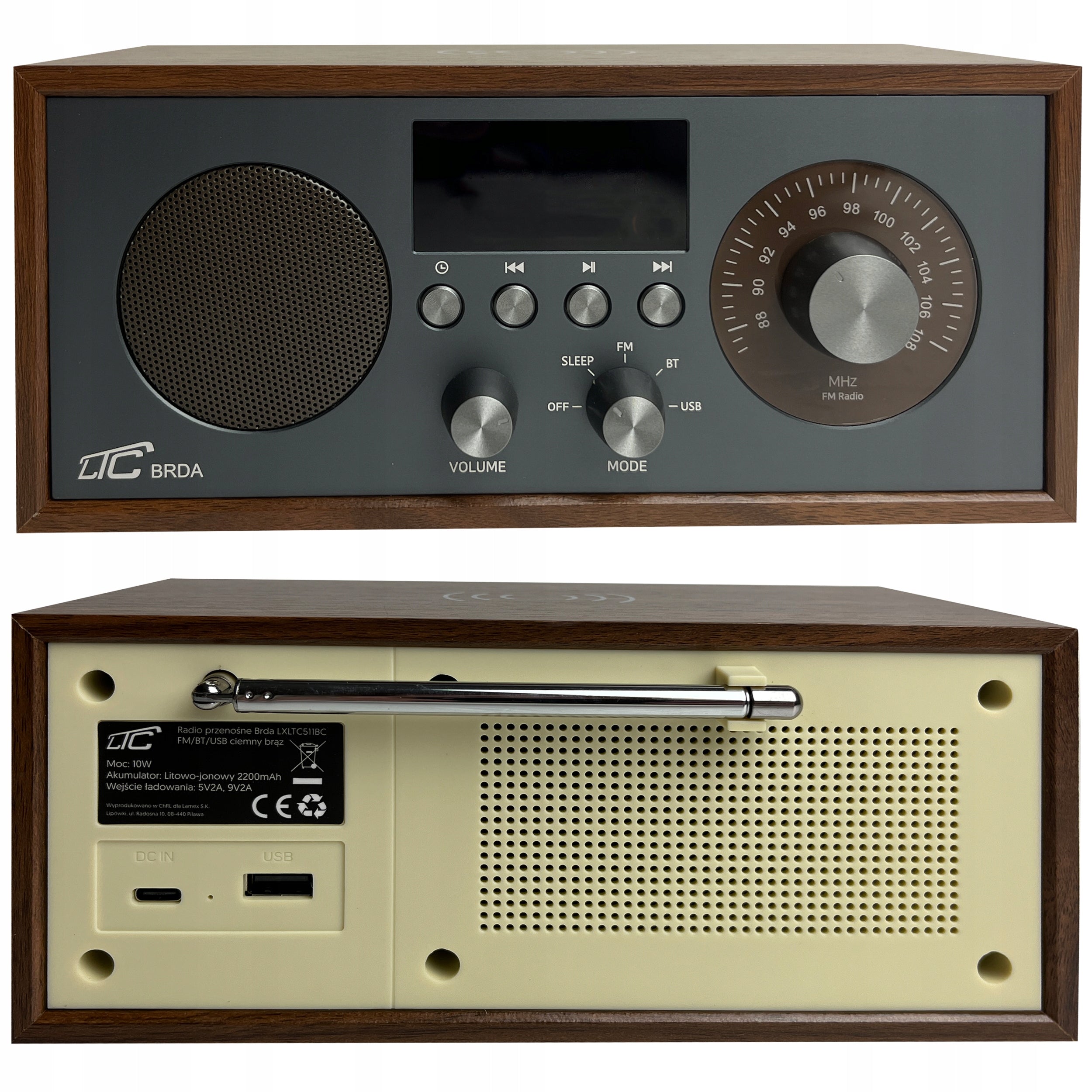 POWERFUL PORTABLE NETWORK RADIO FM BLUEETOOTH USB KITCHEN OFFICE ANTENNA Color brown