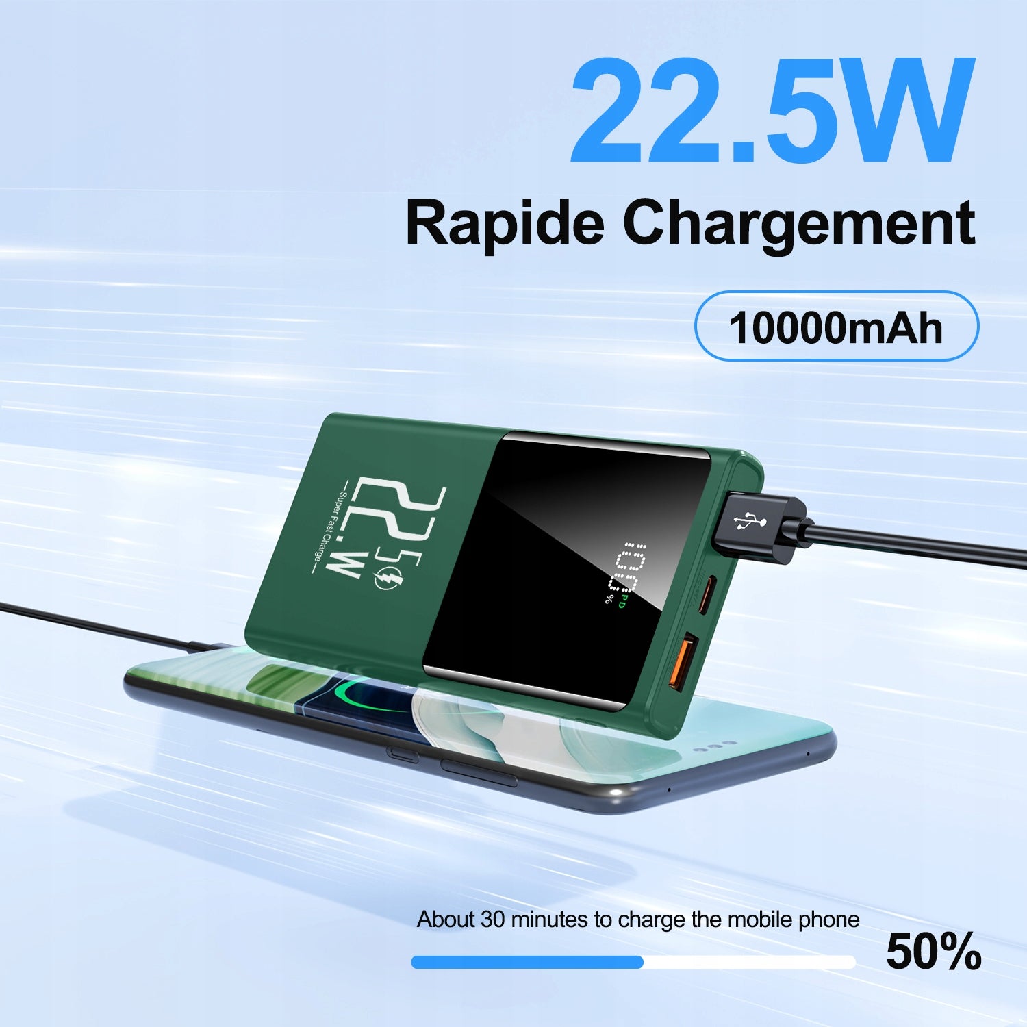 POWERFUL POWERBANK 10000MAH FAST CHARGING 22.5W 2X USB-A USB-C WITH DISPLAY EAN (GTIN) 755801789707