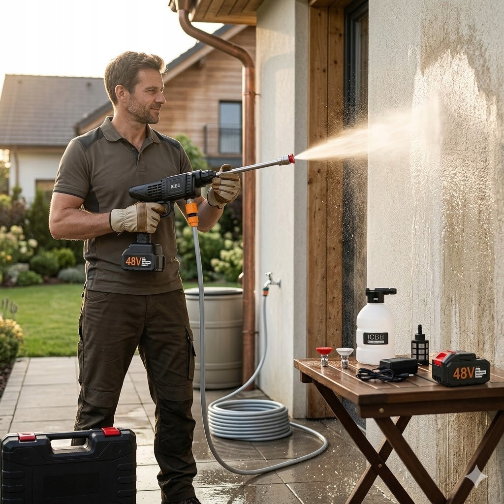 POWERFUL PRESSURE WASHER Cordless 48V 2x Aku SET Foamer Suitcase Packaging status original