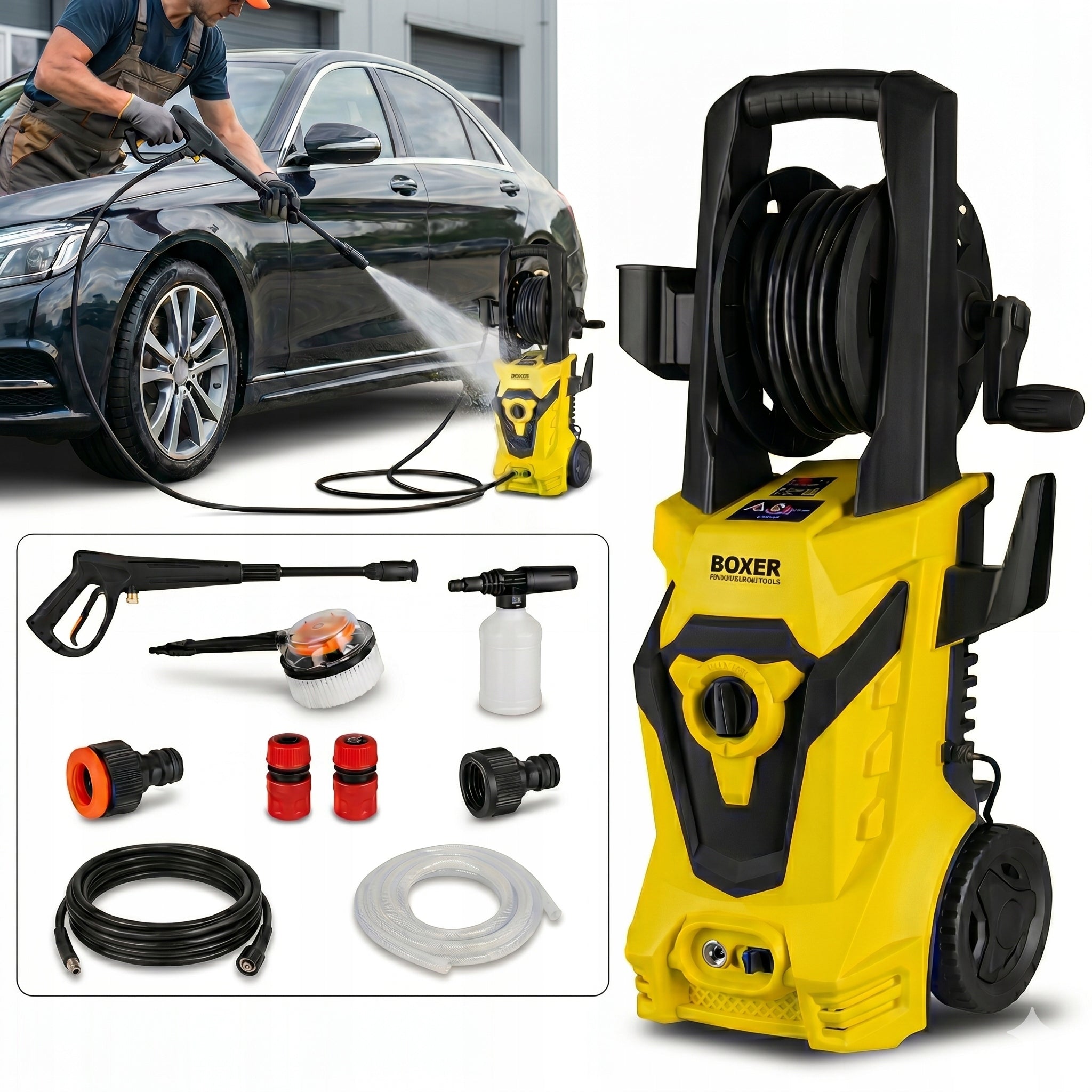 POWERFUL Pressure Washer 2800W 360Bar Drum Foamer Brush Car CUBES