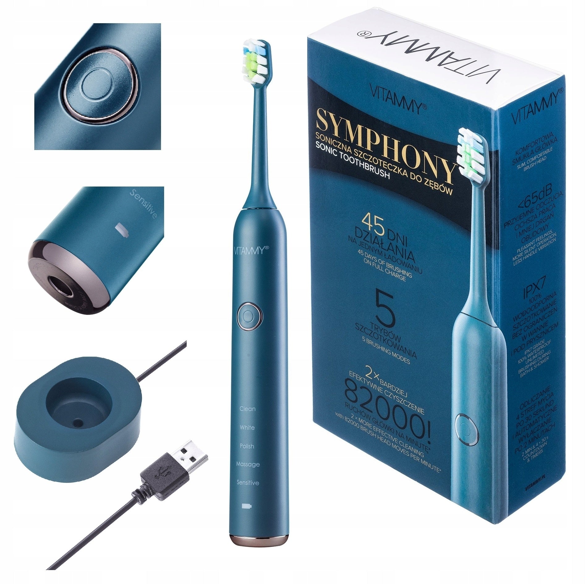 POWERFUL RECHARGEABLE SONIC TOOTHBRUSH TIMER SPEED CONTROL 5 MODES