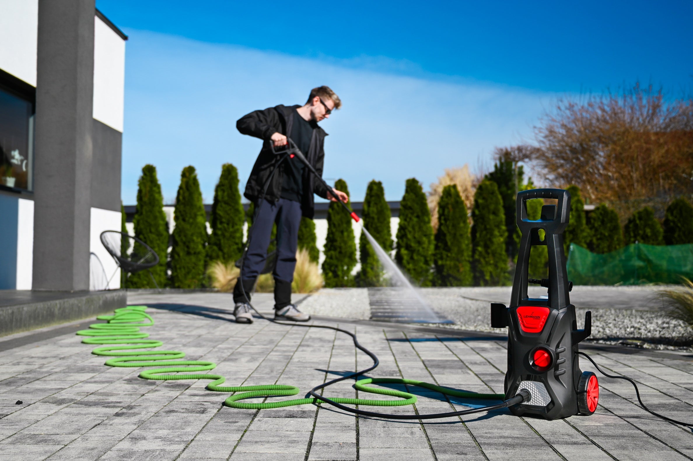 POWERFUL SELF-SUCTION PRESSURE WASHER 230BAR FOAMER SET BRUSH + PATIO Packaging status original