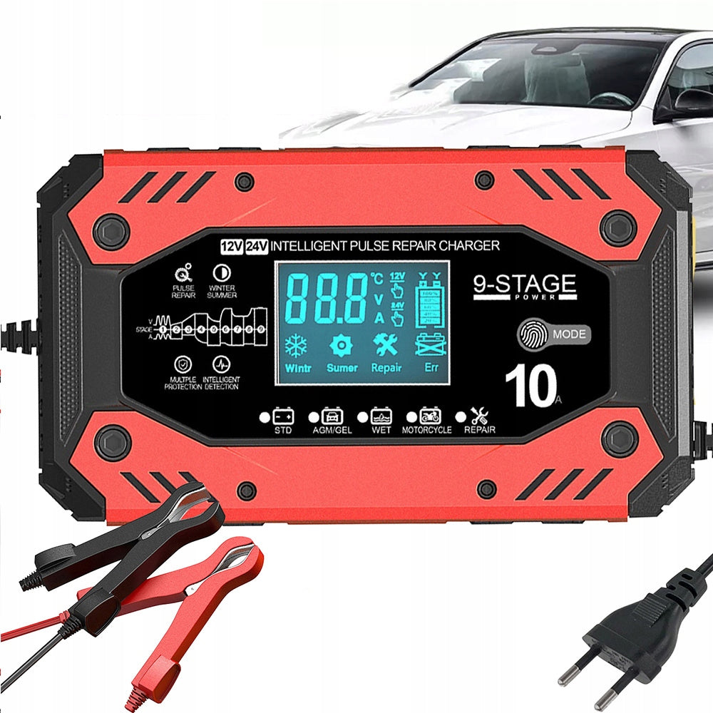 POWERFUL SMART RECTIFIER CHARGER 10A BATTERY LCD 24V 12V AUTOMATIC