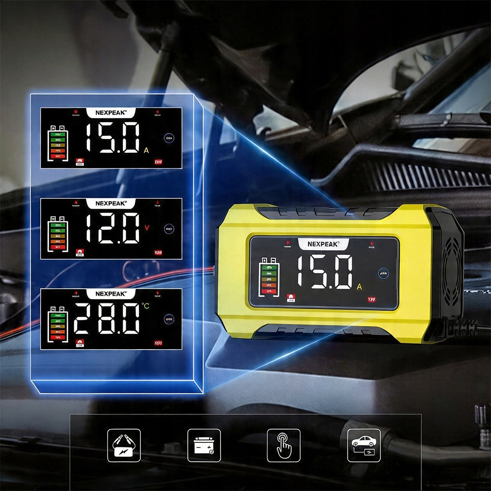POWERFUL SMART RECTIFIER CHARGER 15A BATTERY LCD 24V 12V AUTOMATIC Packaging status original