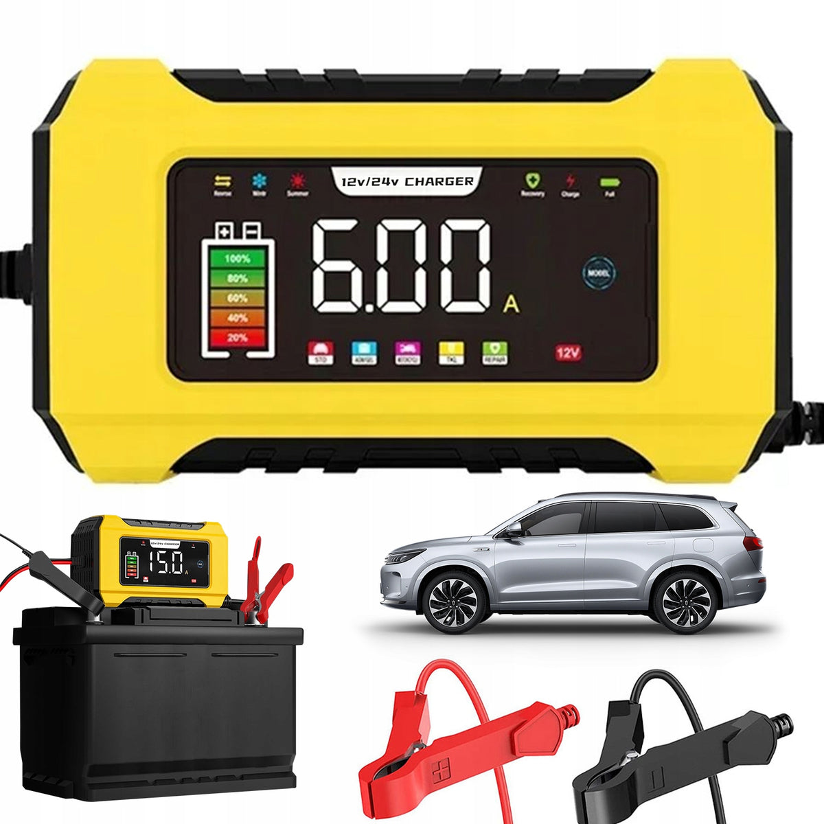POWERFUL SMART RECTIFIER CHARGER 15A BATTERY LCD 24V 12V AUTOMATIC