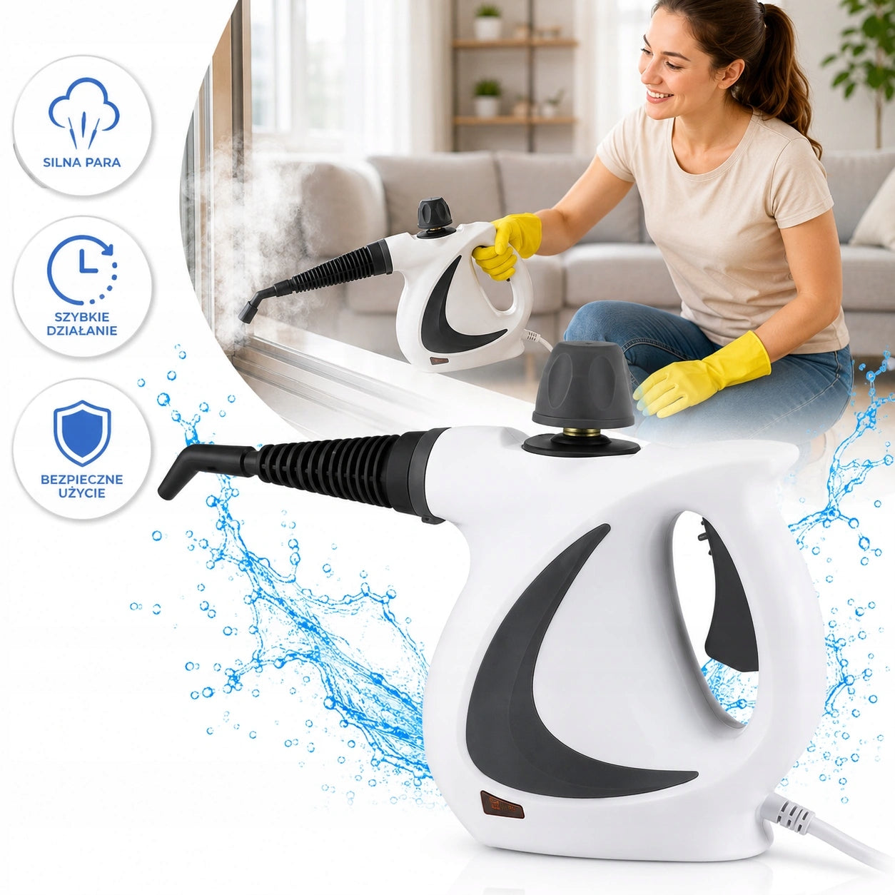 POWERFUL STEAM CLEANER 1050W 3 BAR + 9 TIPS XXL STEAM CLEANER STEAM MOP Type steam washer