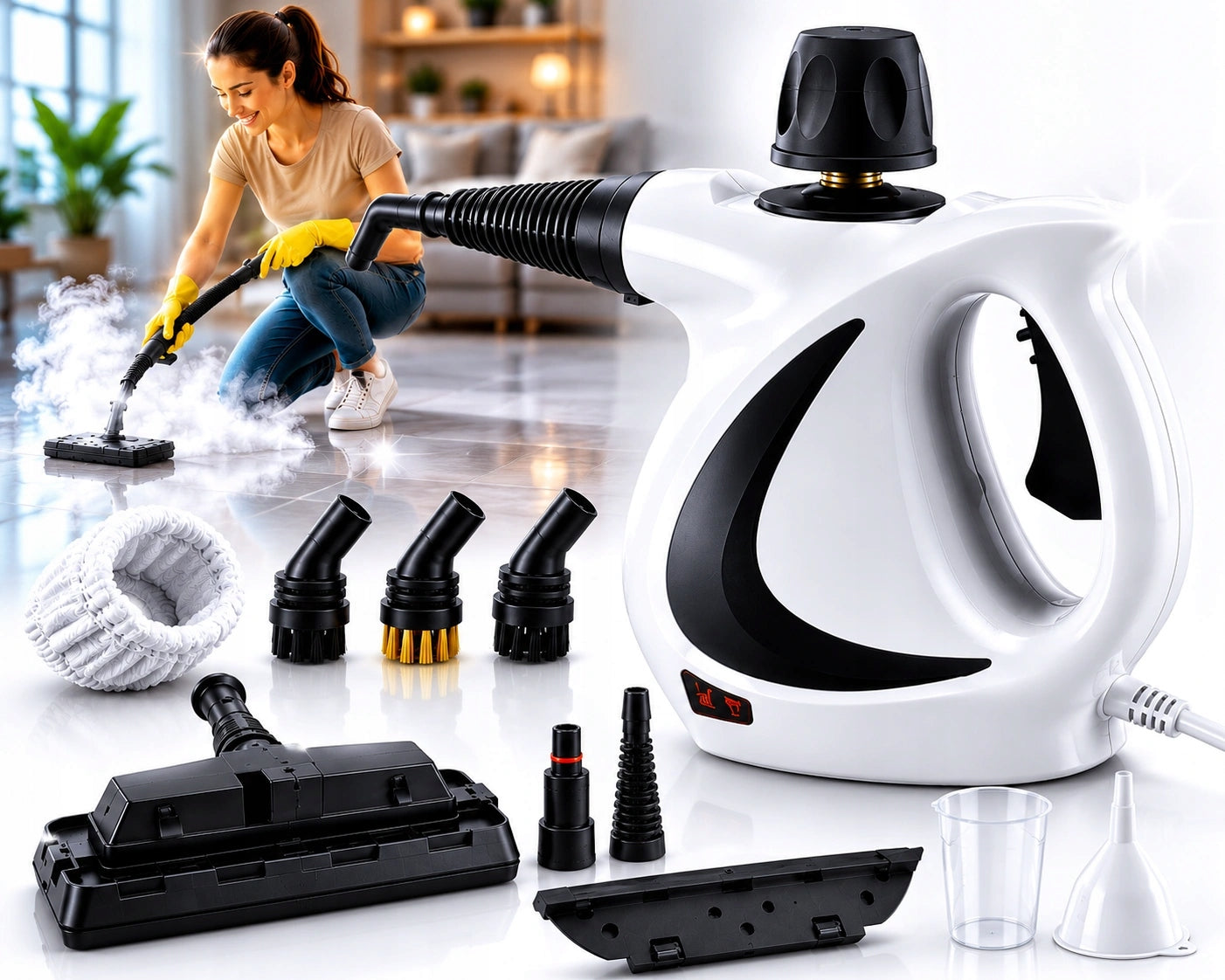 POWERFUL STEAM CLEANER 1050W 3 BAR + 9 TIPS XXL STEAM CLEANER STEAM MOP