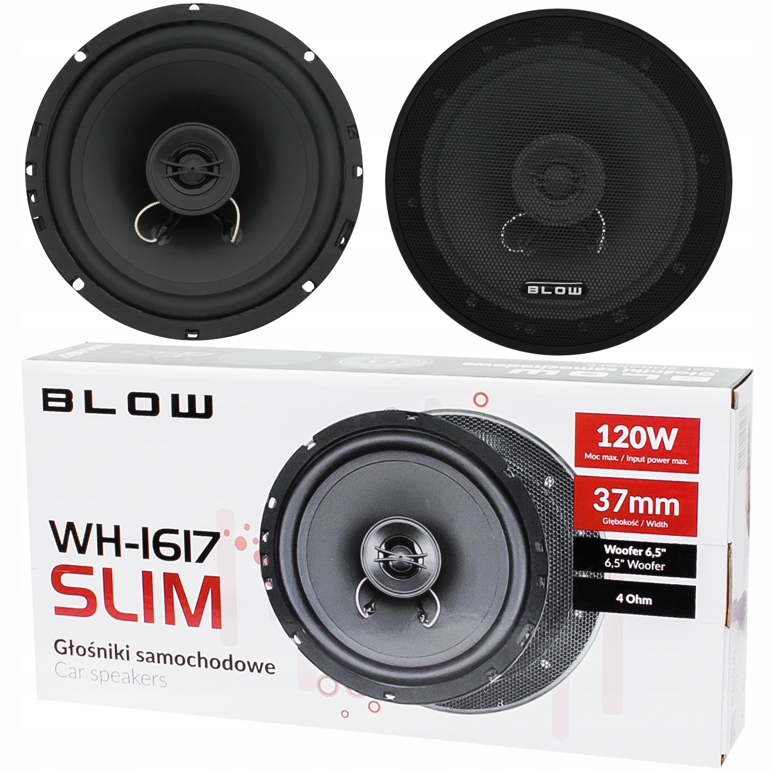 POWERFUL TWO-WAY CAR SPEAKERS 120W 165mm SLIM BUS GRILLE SET