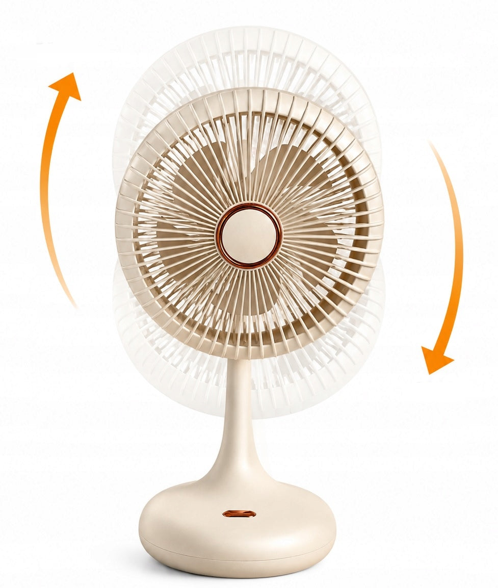 POWERFUL USB DESKTOP FAN RECHARGEABLE QUIET 3 MODES ANGLE ADJUSTMENT Dominant color beige