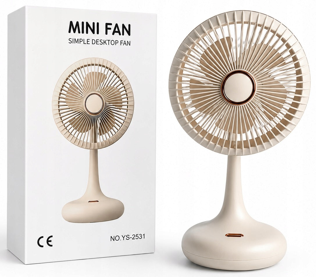 POWERFUL USB DESKTOP FAN RECHARGEABLE QUIET 3 MODES ANGLE ADJUSTMENT Packaging status original