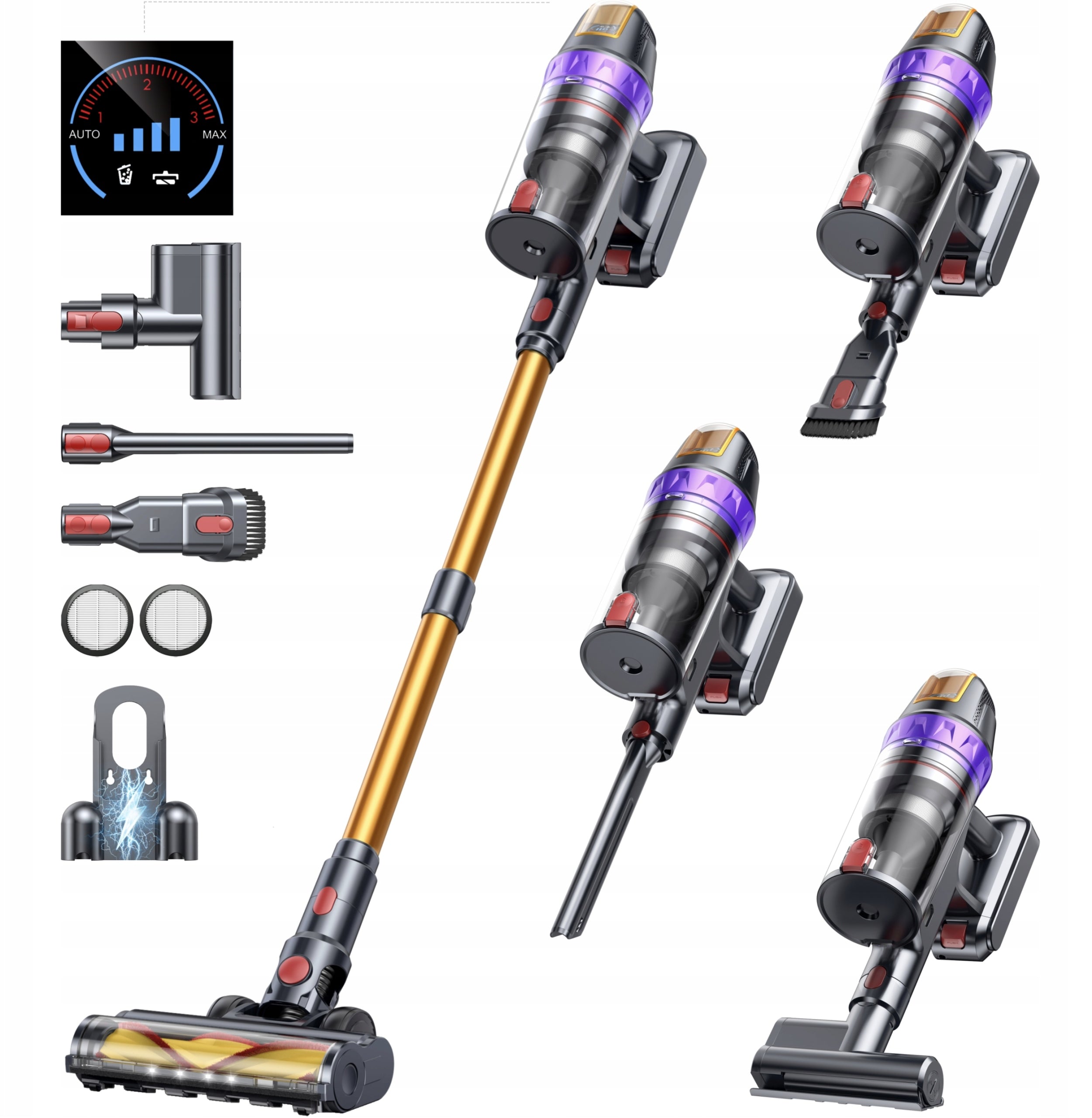 POWERFUL Upright Vacuum Cleaner Buture VC90 yellow/gold 65KPa 600W Model VC90