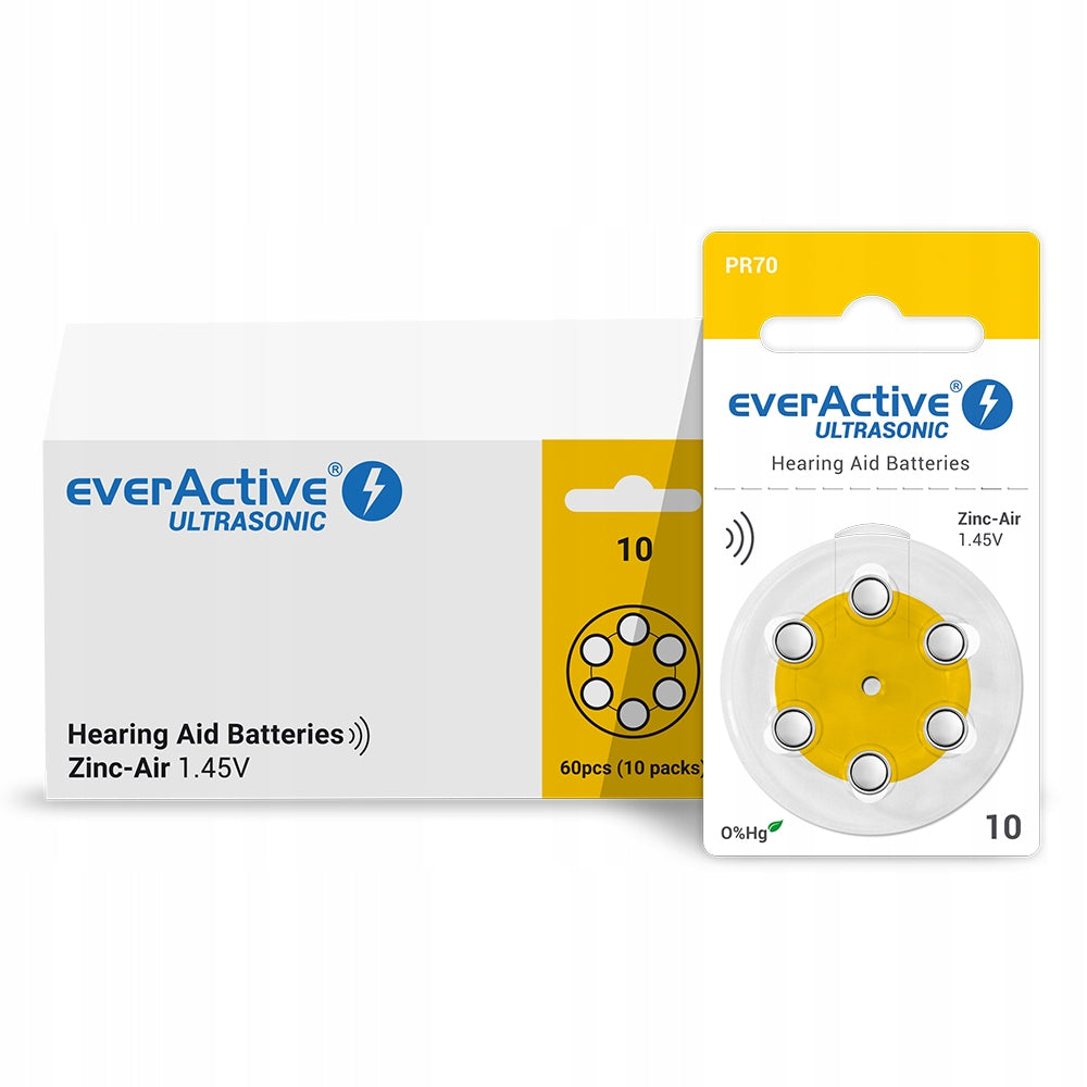 POWERFUL everActive 10 PR70 Hearing Aid Batteries - 60 Pieces Medical device type accessories for a medical device or a product without an intended medical purpose