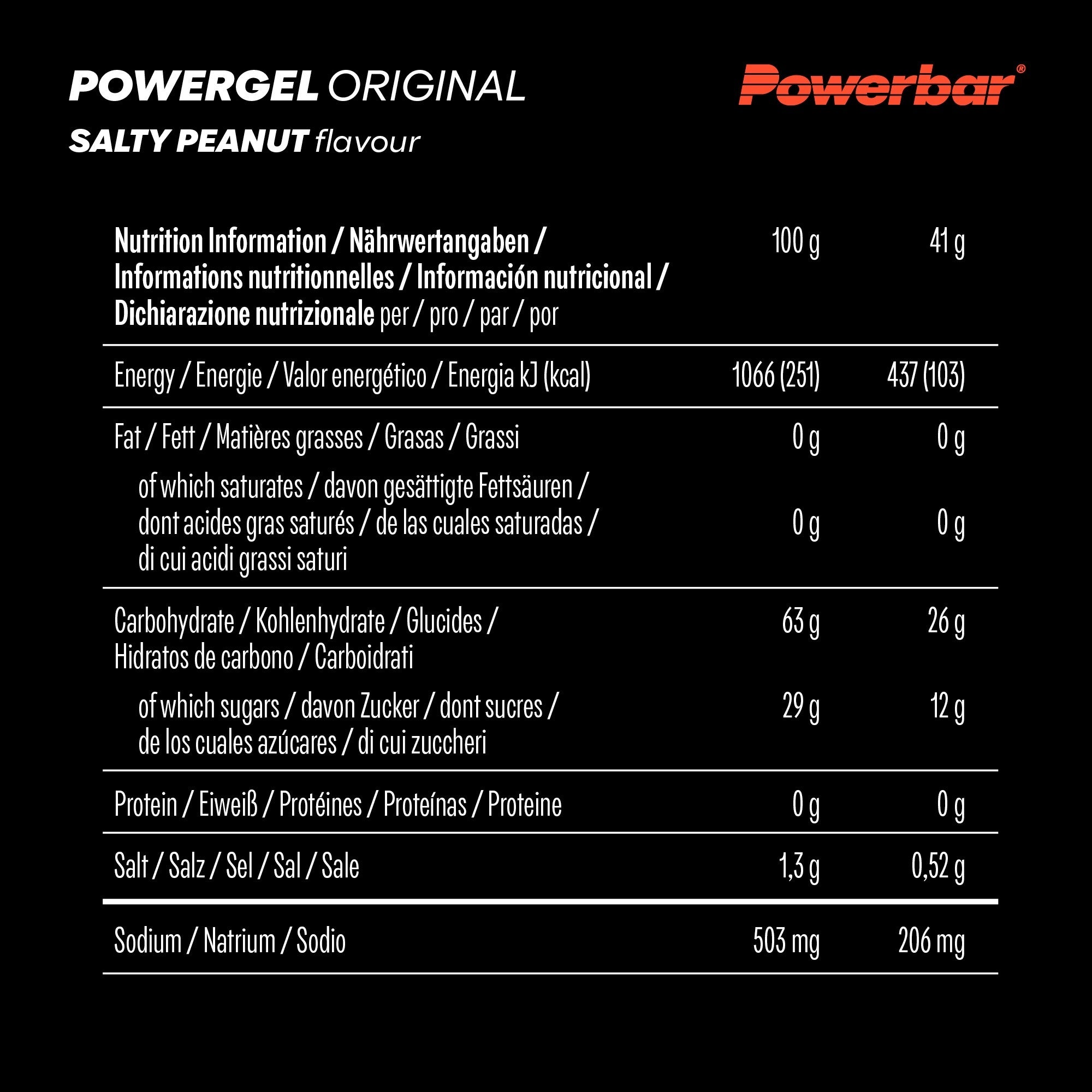 POWERGEL Energy Gel 41g – 26 g carbons/gel Dextrose ,Fructose 2:1, Sodium Packaging status original