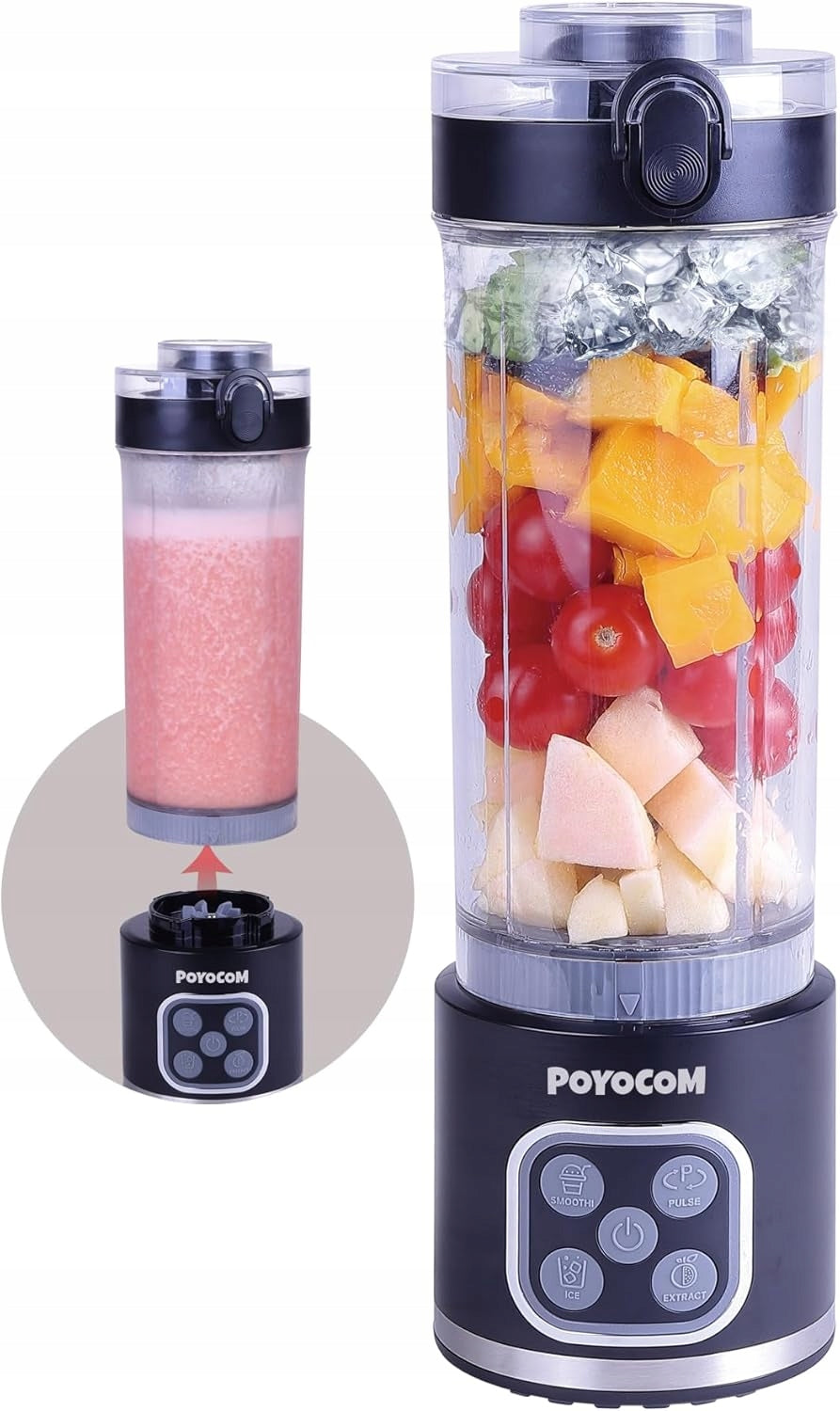 POYOCOM CUP BLENDER PORTABLE TRAVEL SHAKER USB COCKTAIL 750ML