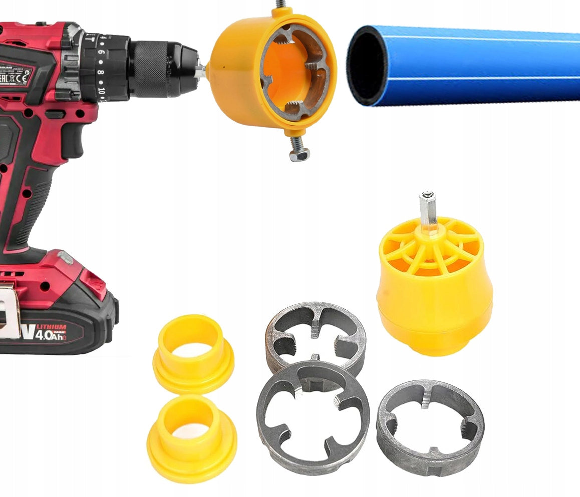 PP/PVC PIPE TAP WITH SCREWDRIVER DIES SET Manufacturer code Gwintownica na wkrętarkę