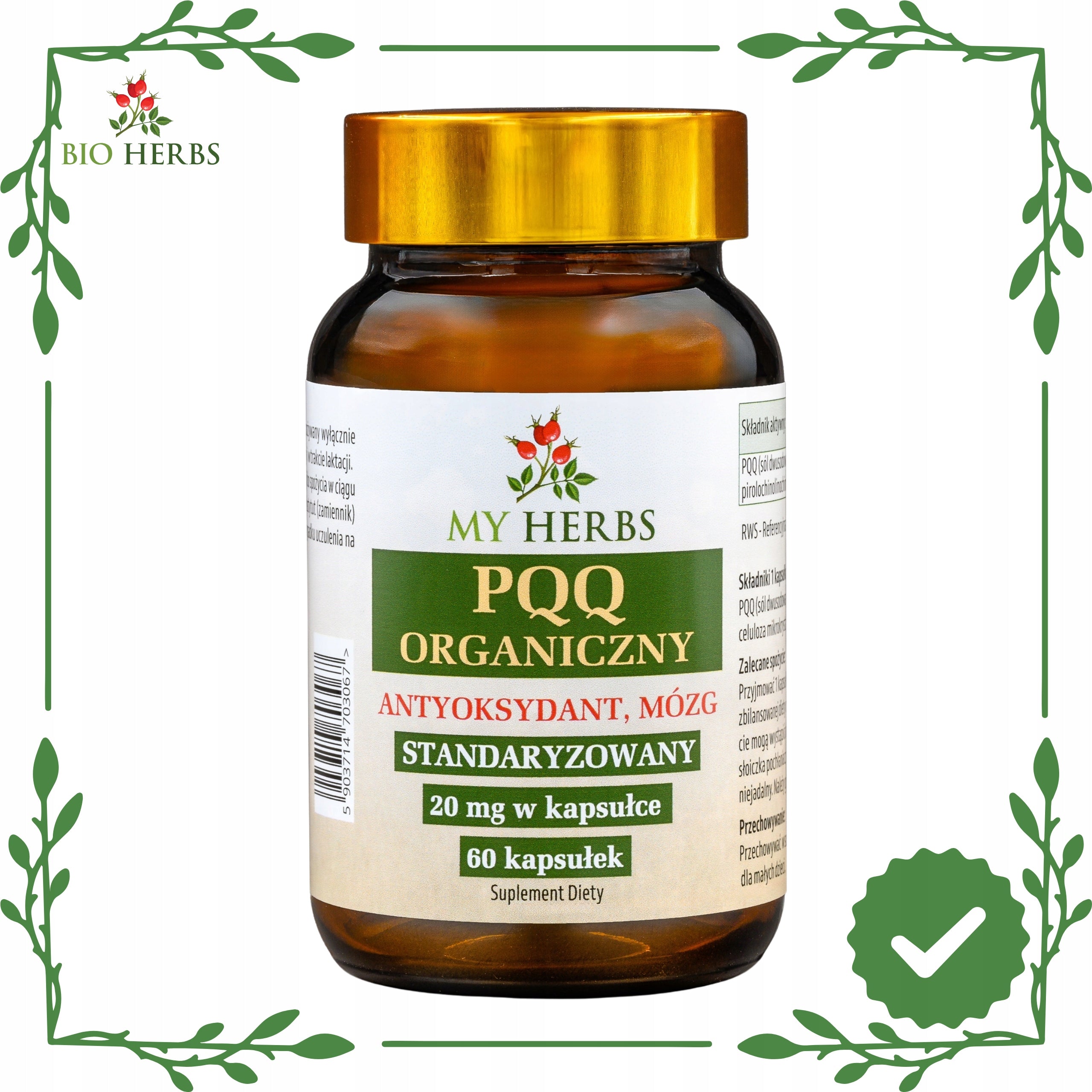 PQQ ORGANIC STANDARDIZED 20MG 60 KAPS ANTIOXIDANT BRAIN Medical device no