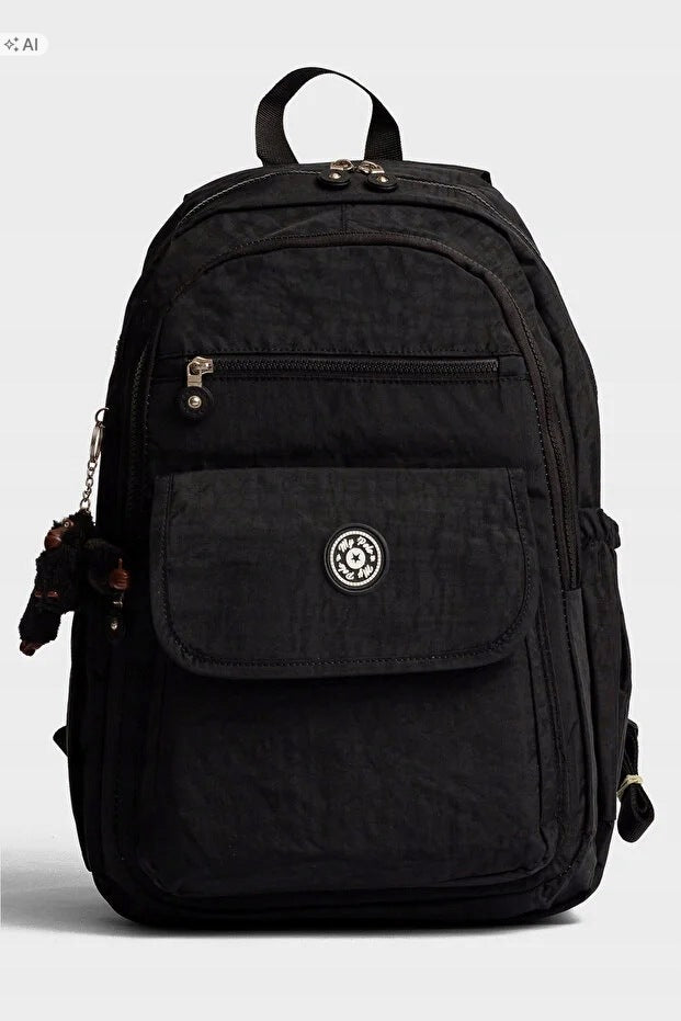 PRACTICAL BLACK BACKPACK WITH QUILTED POCKETS 5IA
