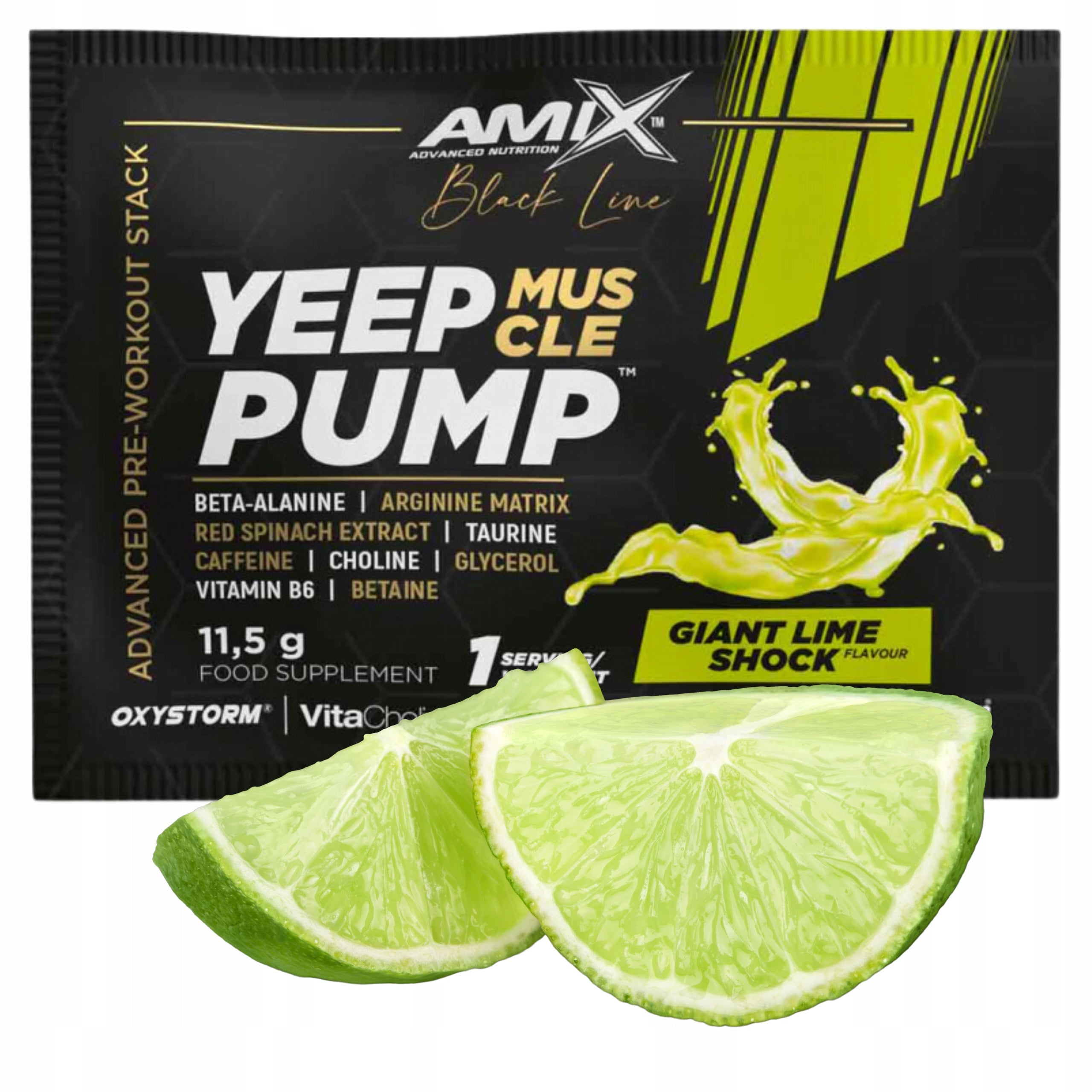 PRE-WORKOUT PUMP Caffeine Stimulation Strength Lime Sachet